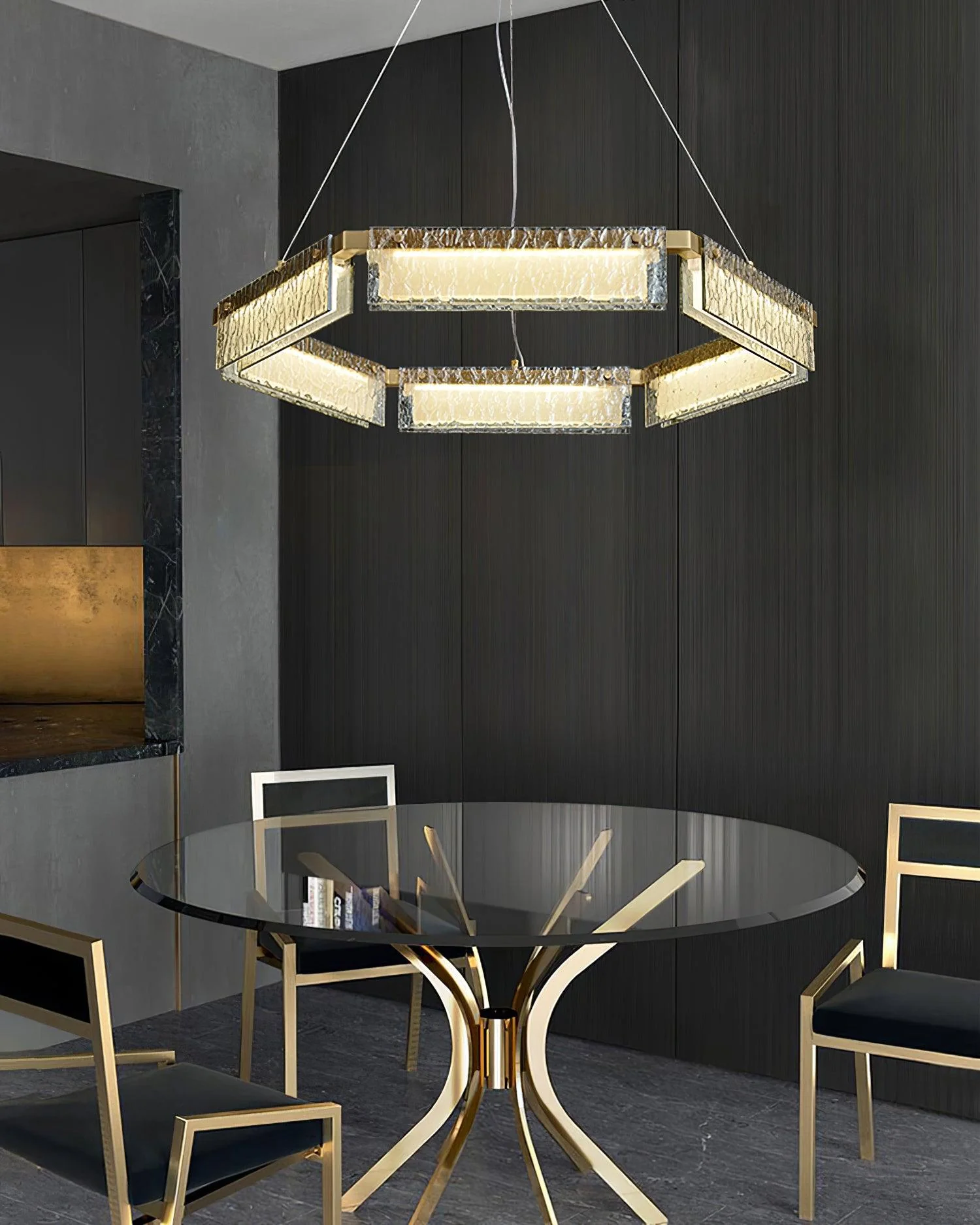Люстра Asner LED - ∅70см x 10см, полированная латунь, холодный свет