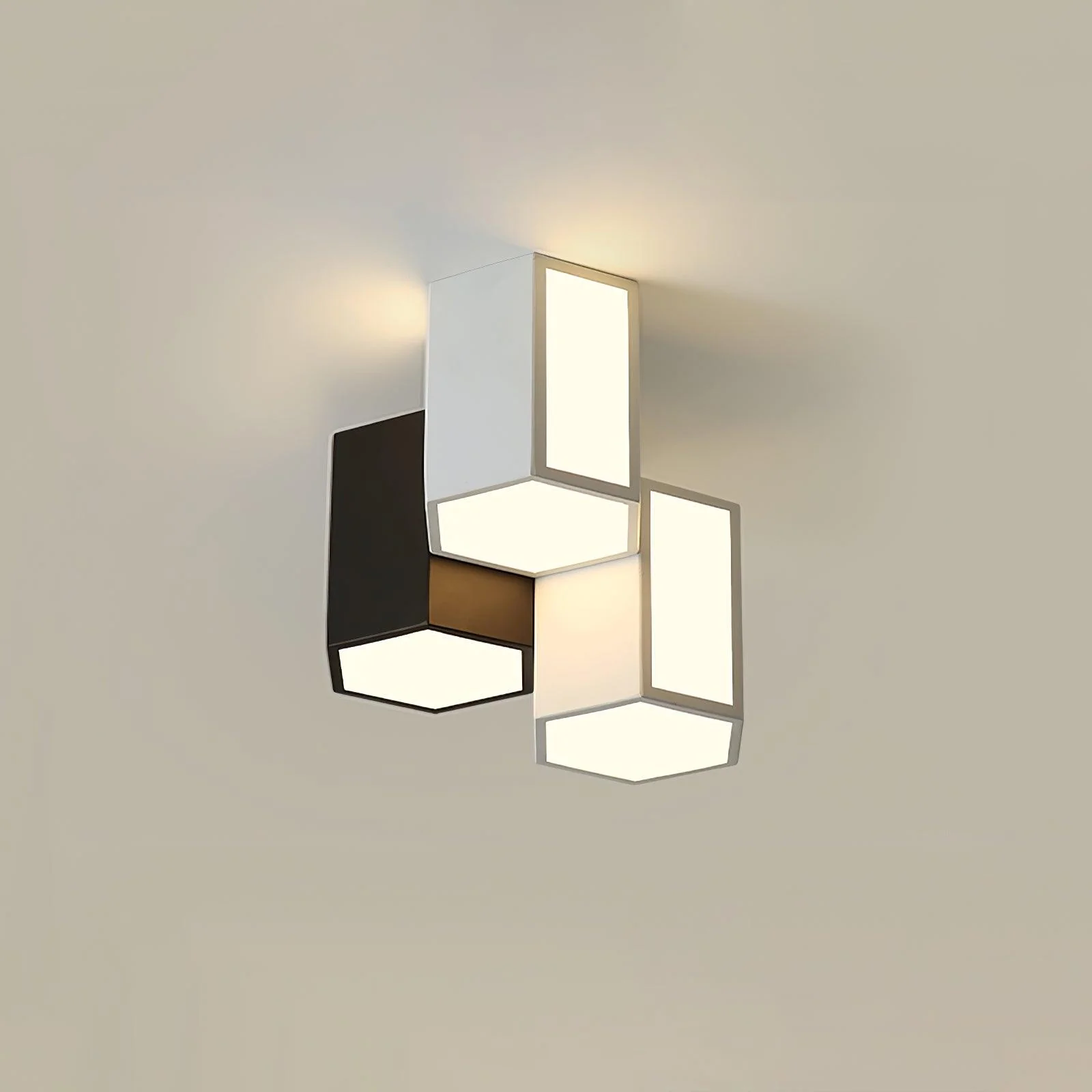 Потолочный светильник Geometric Collection - модель C, ∅30см x 25см, белый, черный, теплый свет