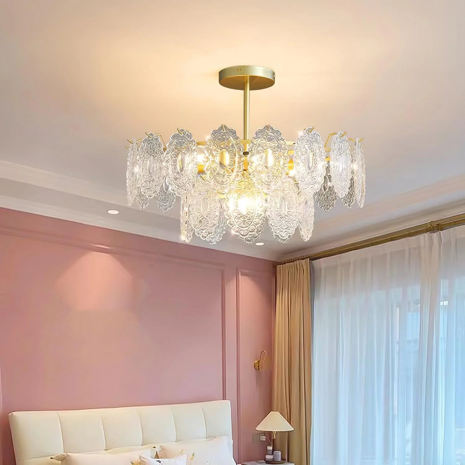 Люстра Wave Glass - ∅40см x 25см, золотой, прозрачный