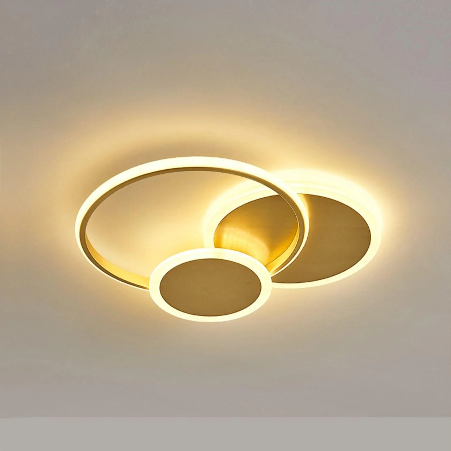 Потолочный светильник Circles LED - 52см x 52см x 6см, латунь, холодный свет