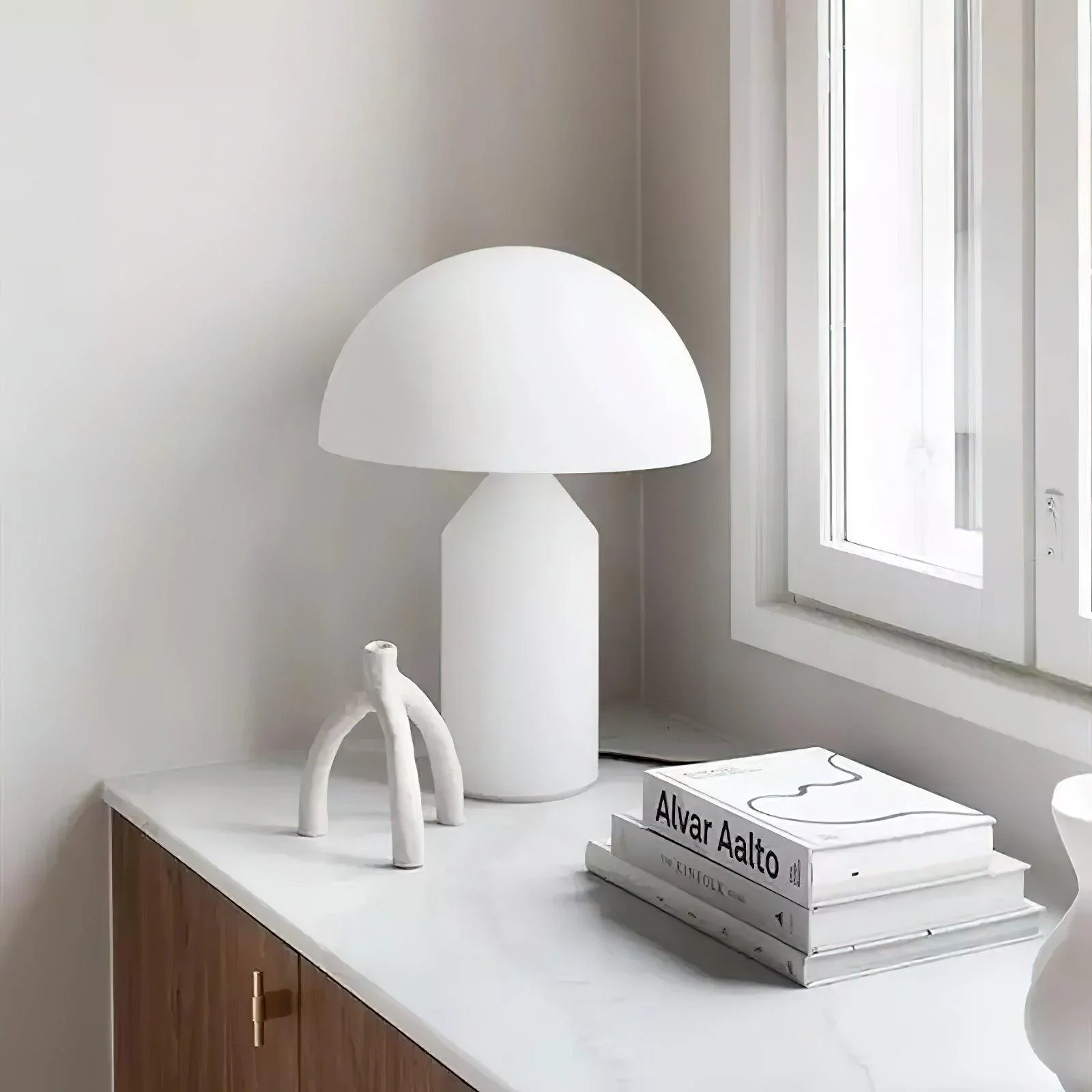 Настольный светильник Atollo Glass - ∅25см x 39см, белый, стекло