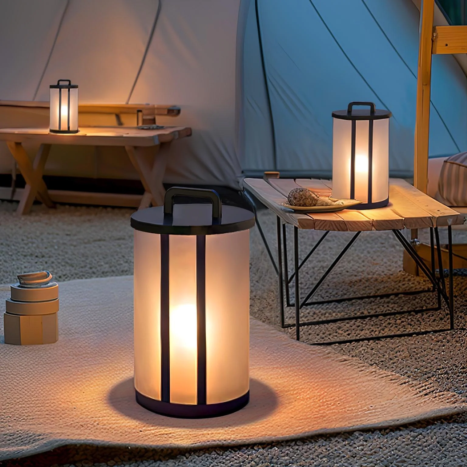 Уличный фонарь Round Pillar Acrylic Lantern - модель A ∅28см x 60см, теплый свет, проводной