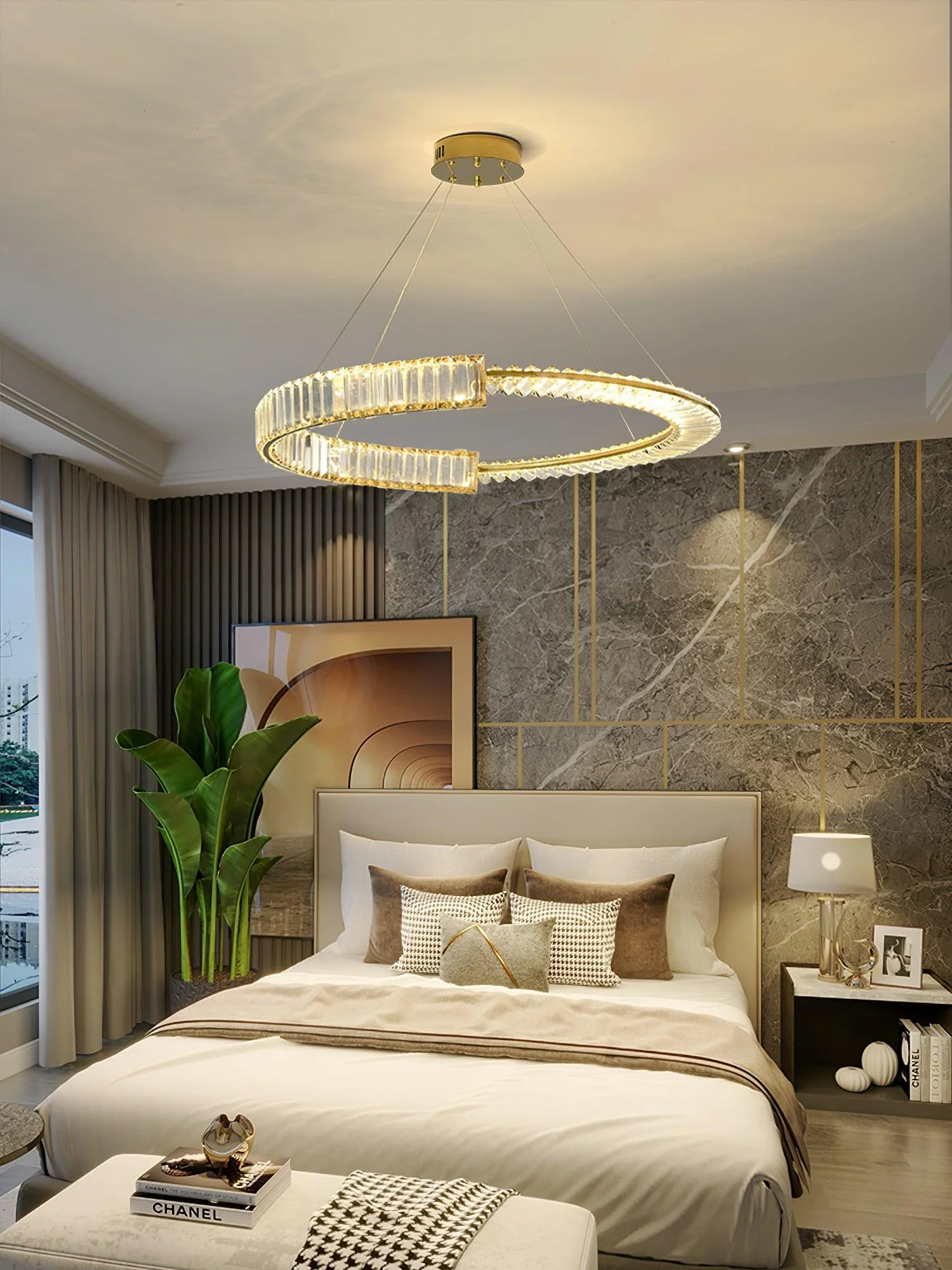 Люстра Stella LED - ∅100см x 8см, золотой, прозрачный, теплый свет