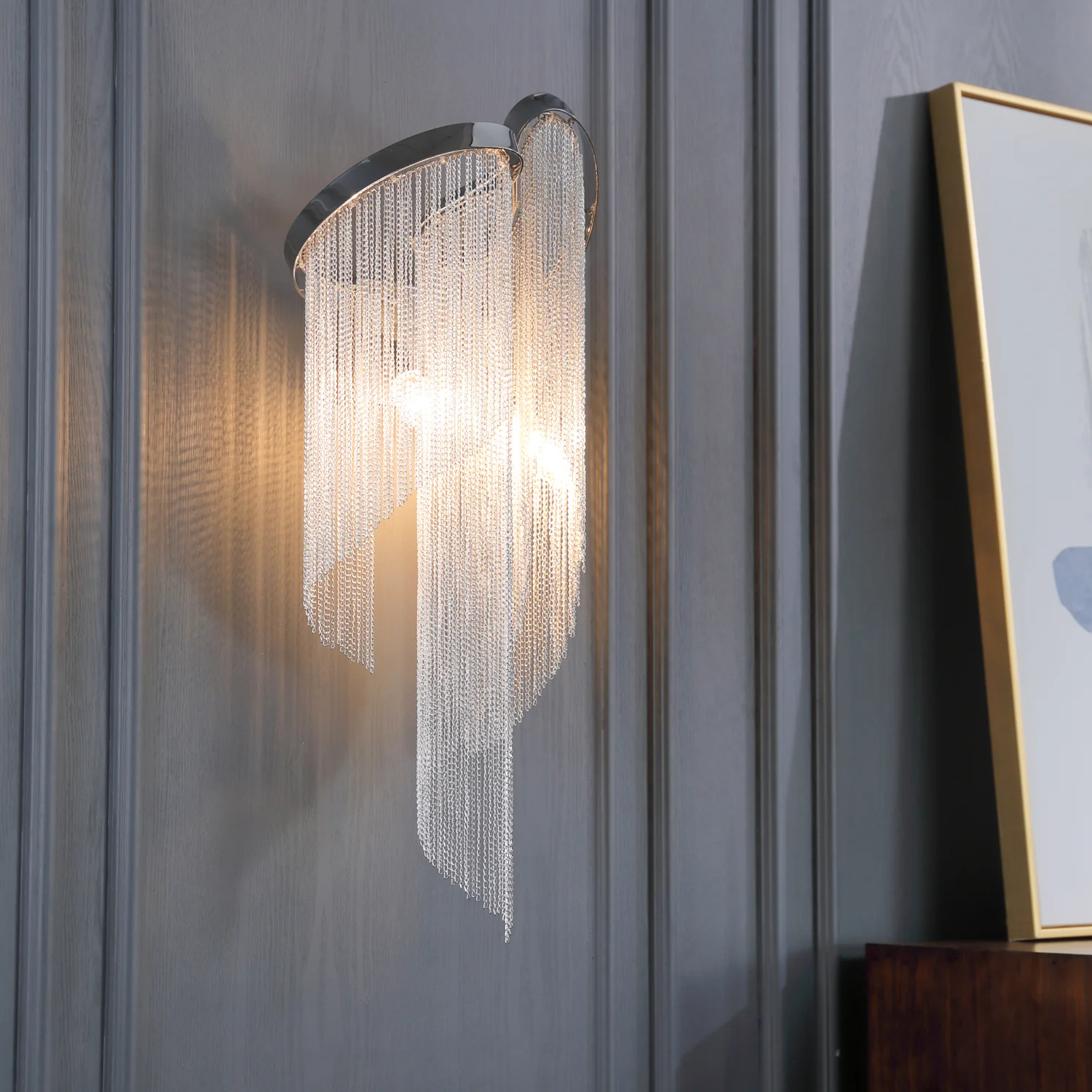 Chain Tassel Wall Lamp - Set of 2 / Silver
