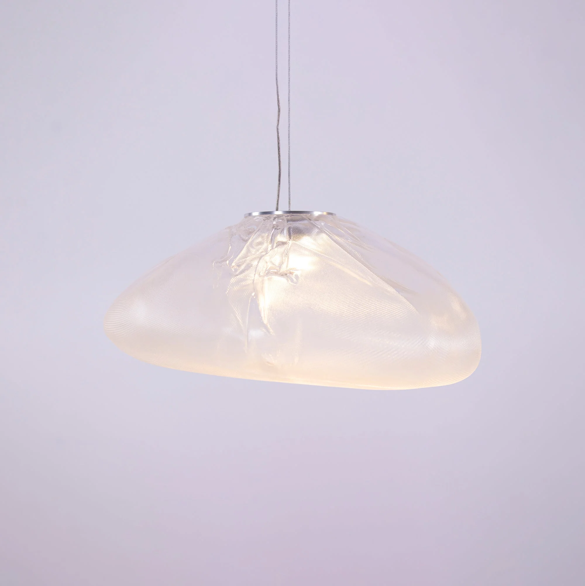Подвесной светильник Blown Glass Mesh - 20 подвесов, круглое крепление, ∅20см, белый, стекло