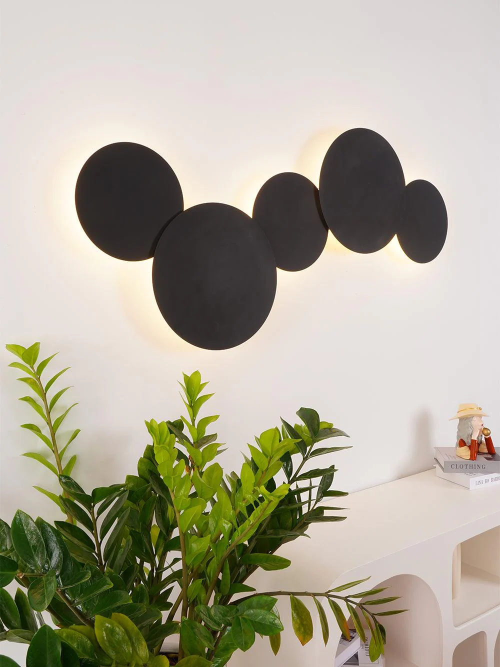 Geometric Disc Wall Lamp - Dia 28cm x H5cm set of 2 / White / Warm white