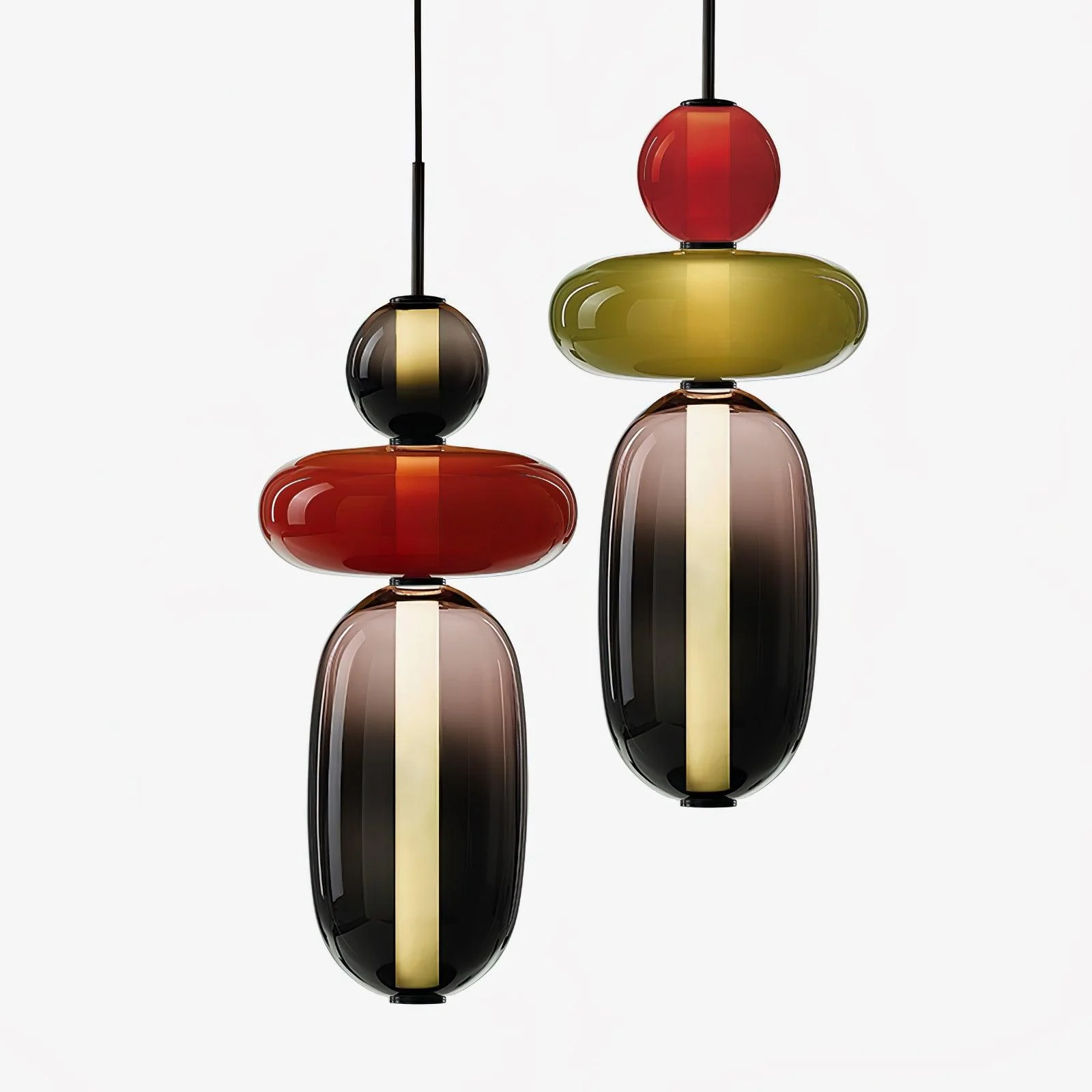 Подвесной светильник Candied Glass Combo - круглое крепление, 3 подвеса ∅30см x 150см, холодный свет