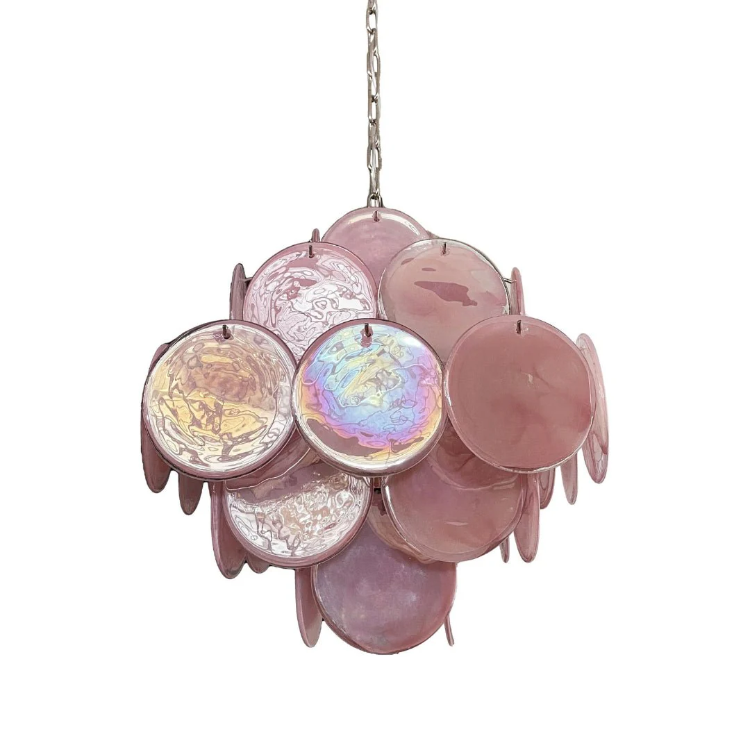 Люстра Murano Pink Disks - ∅50см x 50см, розовый, хром