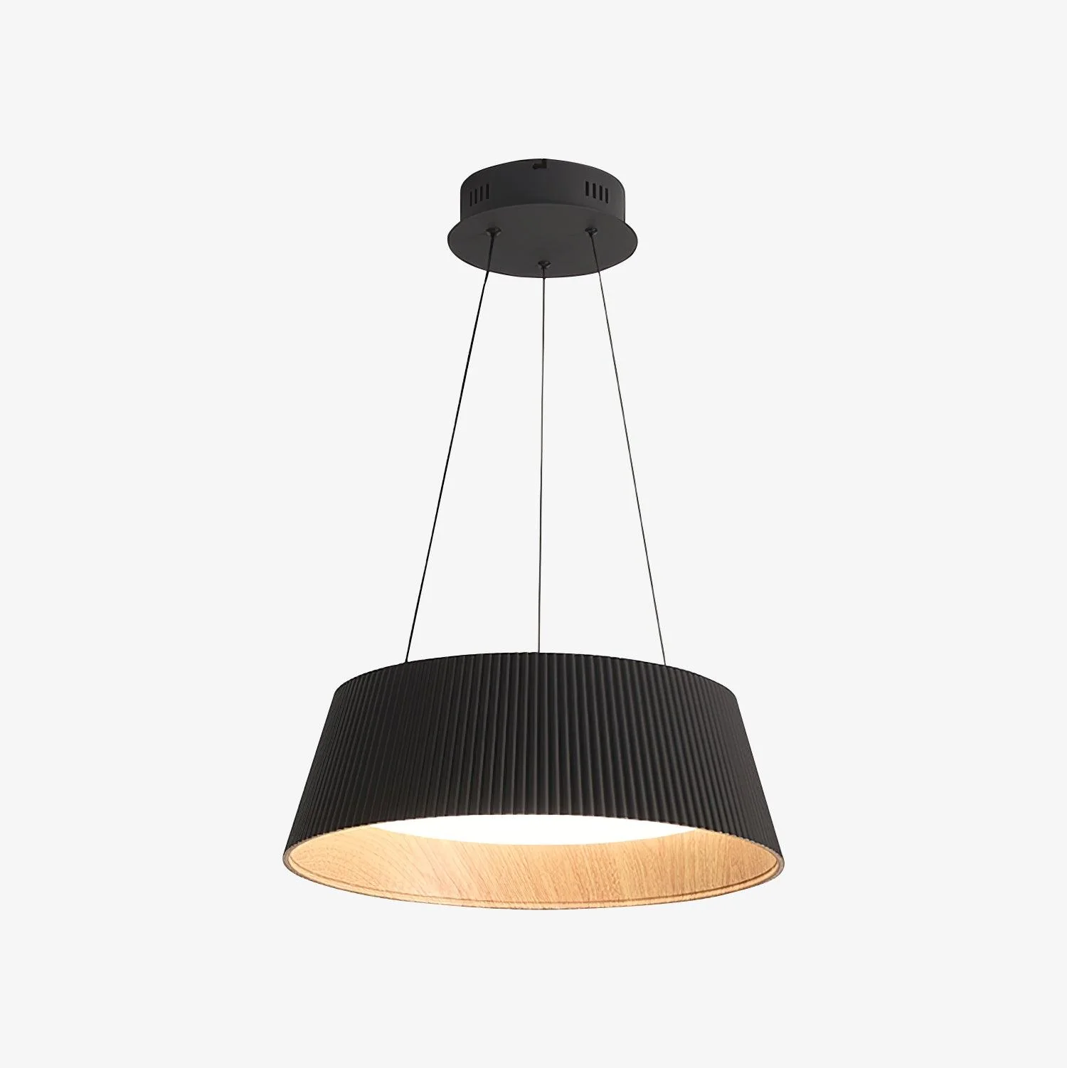 Подвесной светильник Modern Ribbed - ∅46см x 15см, белый, теплый свет