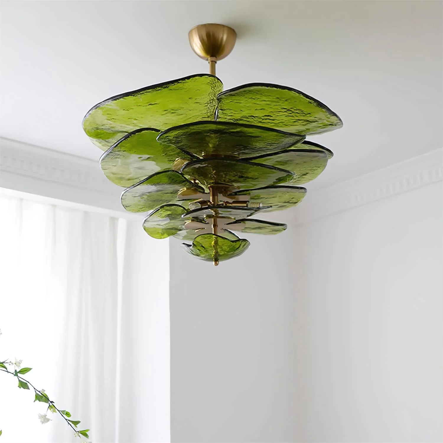 Люстра Petals Gold Murano - 4 яруса ∅67см x 29см, янтарь, золотой
