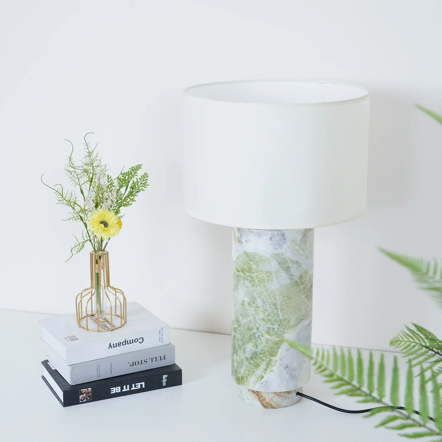 Terra Table Lamp - ∅ 13″ x H 22.4″ / Dia 33cm x H 57cm / Green Marble+Grey Lampshade / AU plug