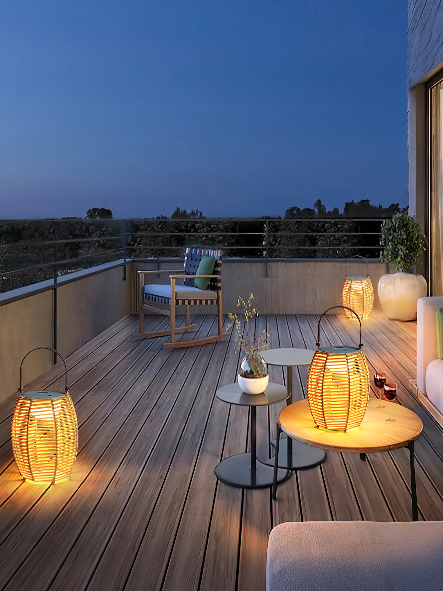 Настольный светильник Lantern Built-in Battery - ∅23см x 44см, желтый, белый, USB