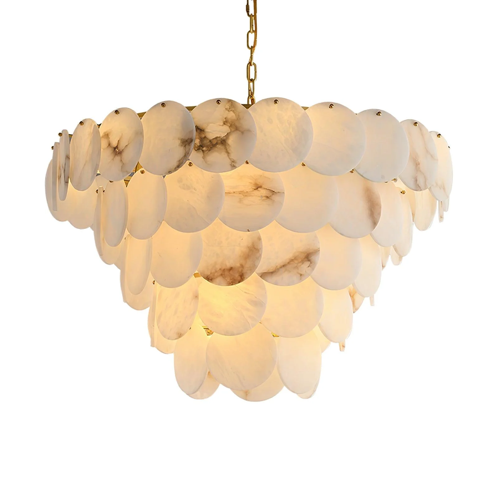 Люстра Alabaster Shell Brass - 4 уровня ∅60см x 75см, латунь, белый