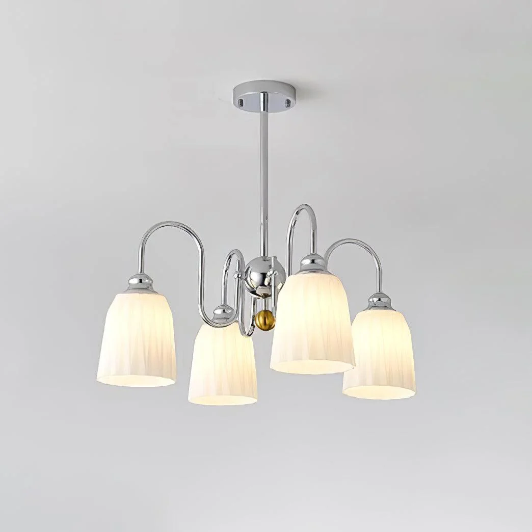 Люстра Bauhaus Pleated - 5 источника света ∅66см x 53см, хром, белый