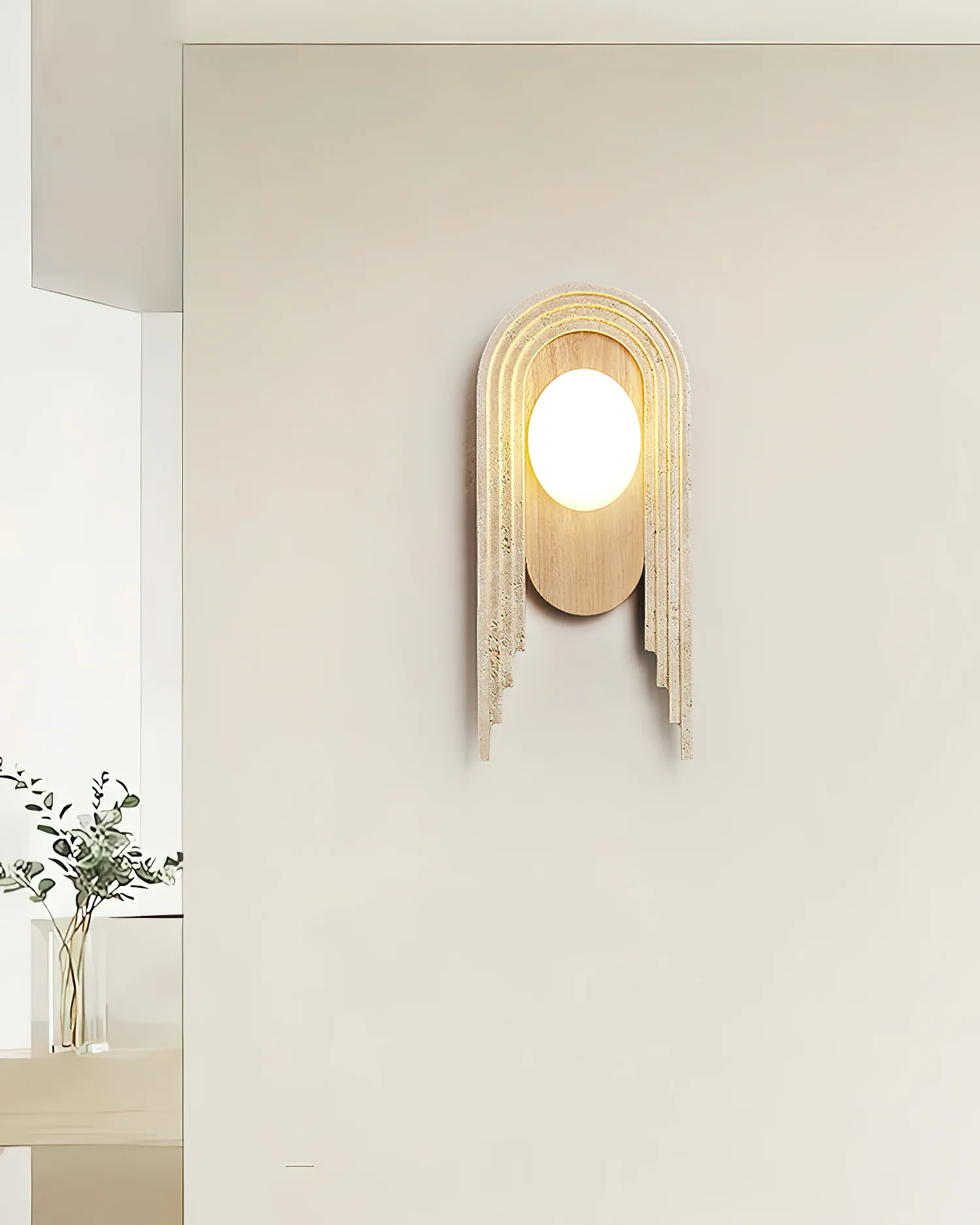 Vima Wall Light - Set of 2 / Wood Color & Beige / Warm Light