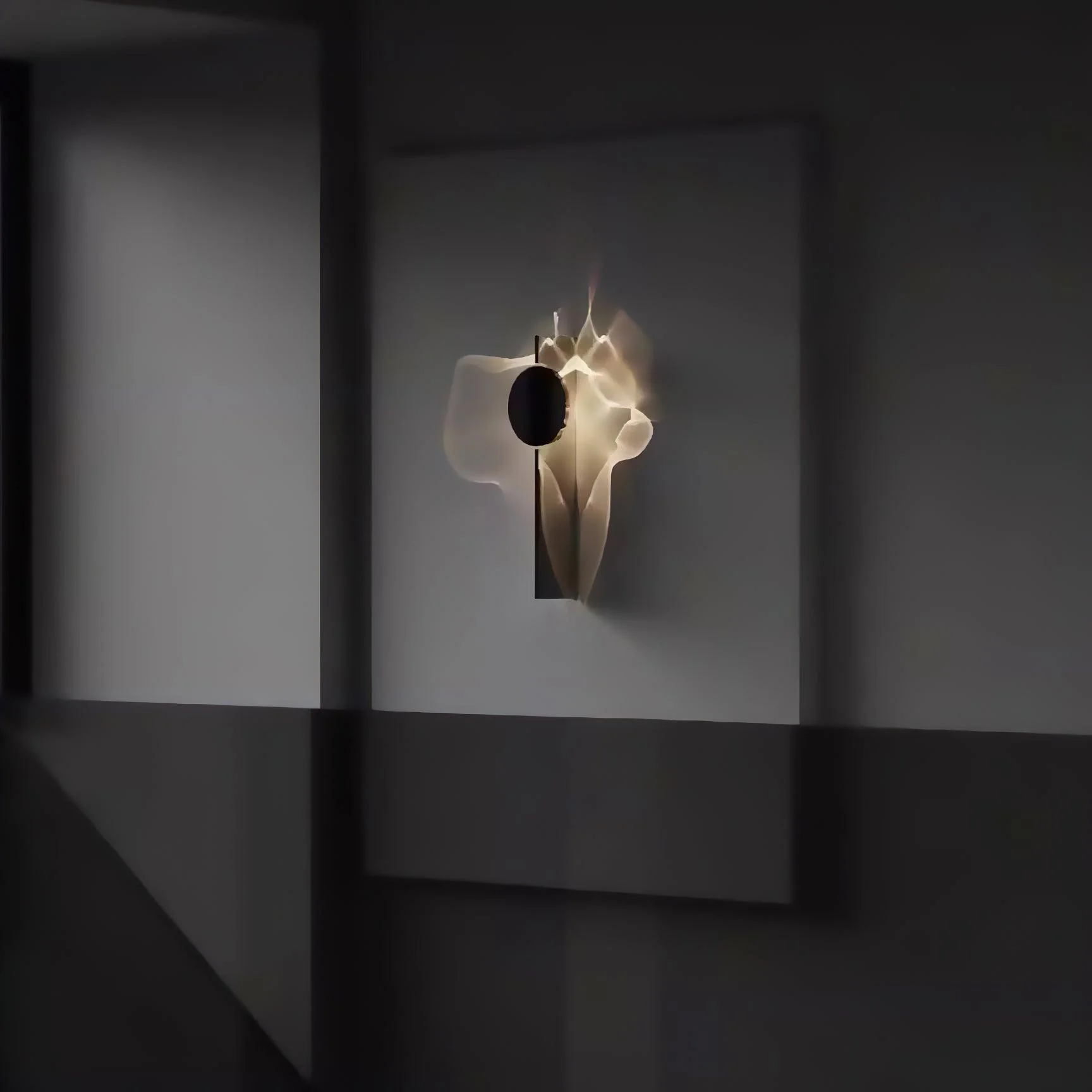 Creative Light And Shadow Wall Lamp - 2-Lights: ∅ 4.1″ x H 14.9″ Set of 2 / Chrome & Black / Warm Light