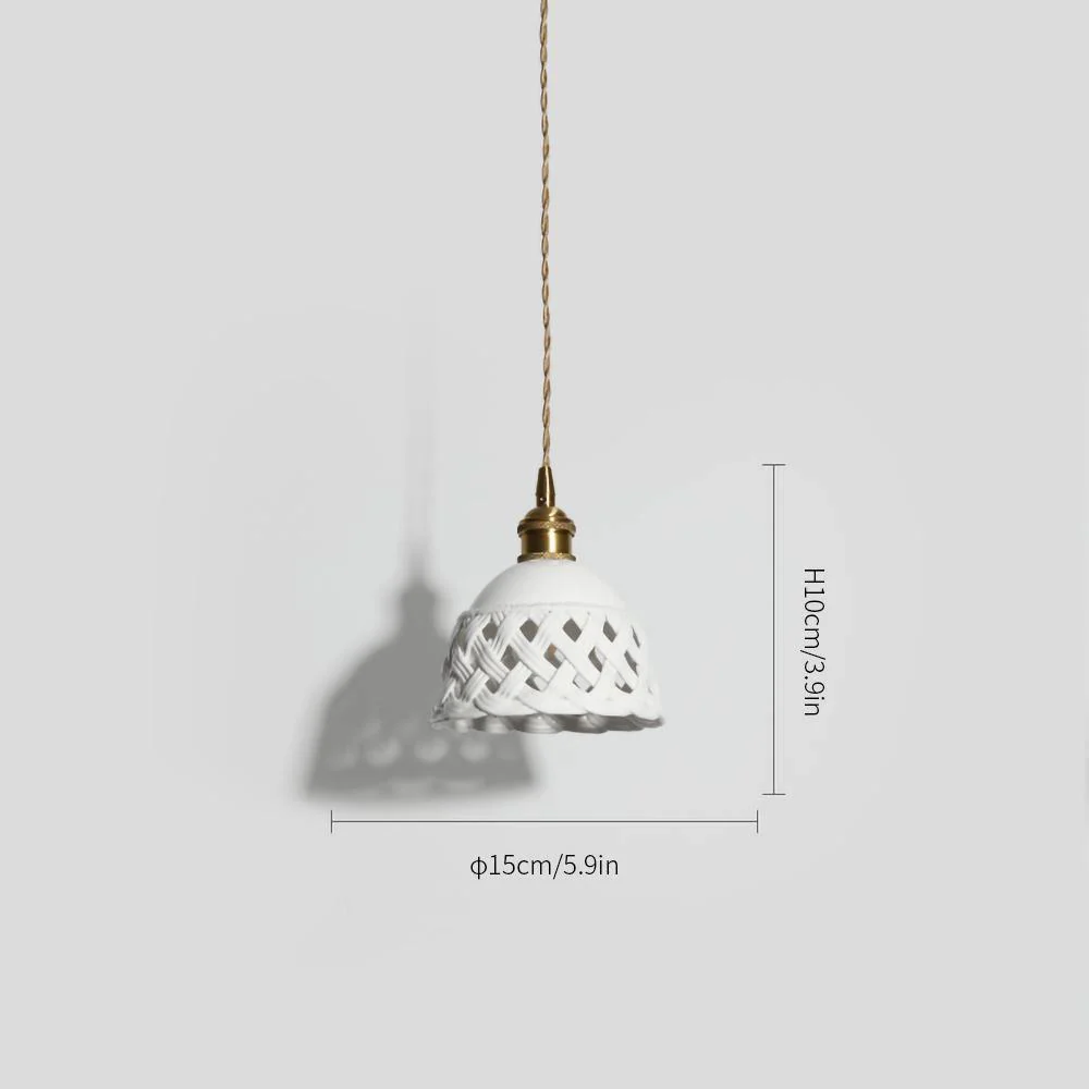 Подвесной светильник Openwork Ceramic Pendant Swag - 2 подвеса ∅15см x 10см, латунь, белый