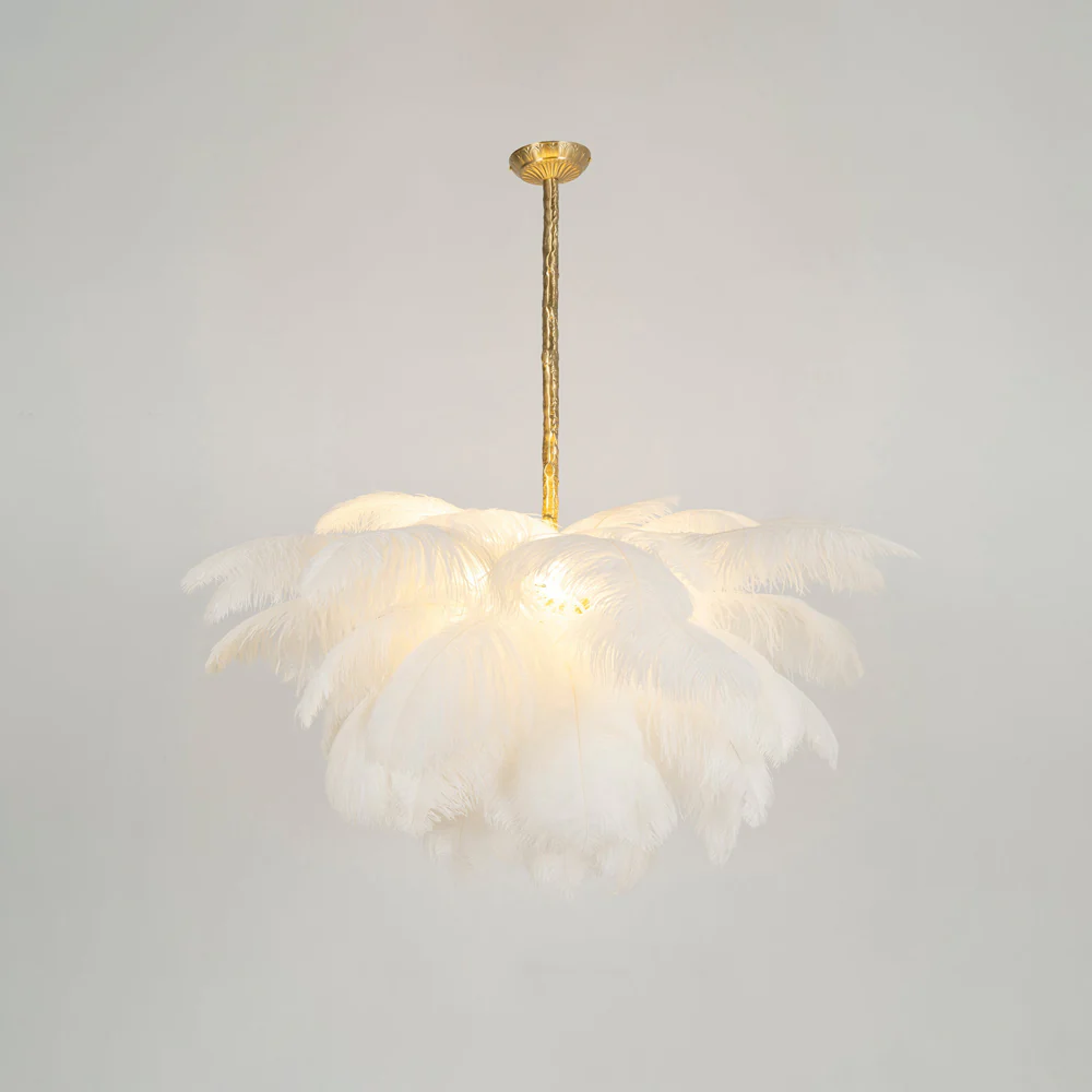 Люстра Ostrich Feather - ∅110см x 90см, серебро, белый