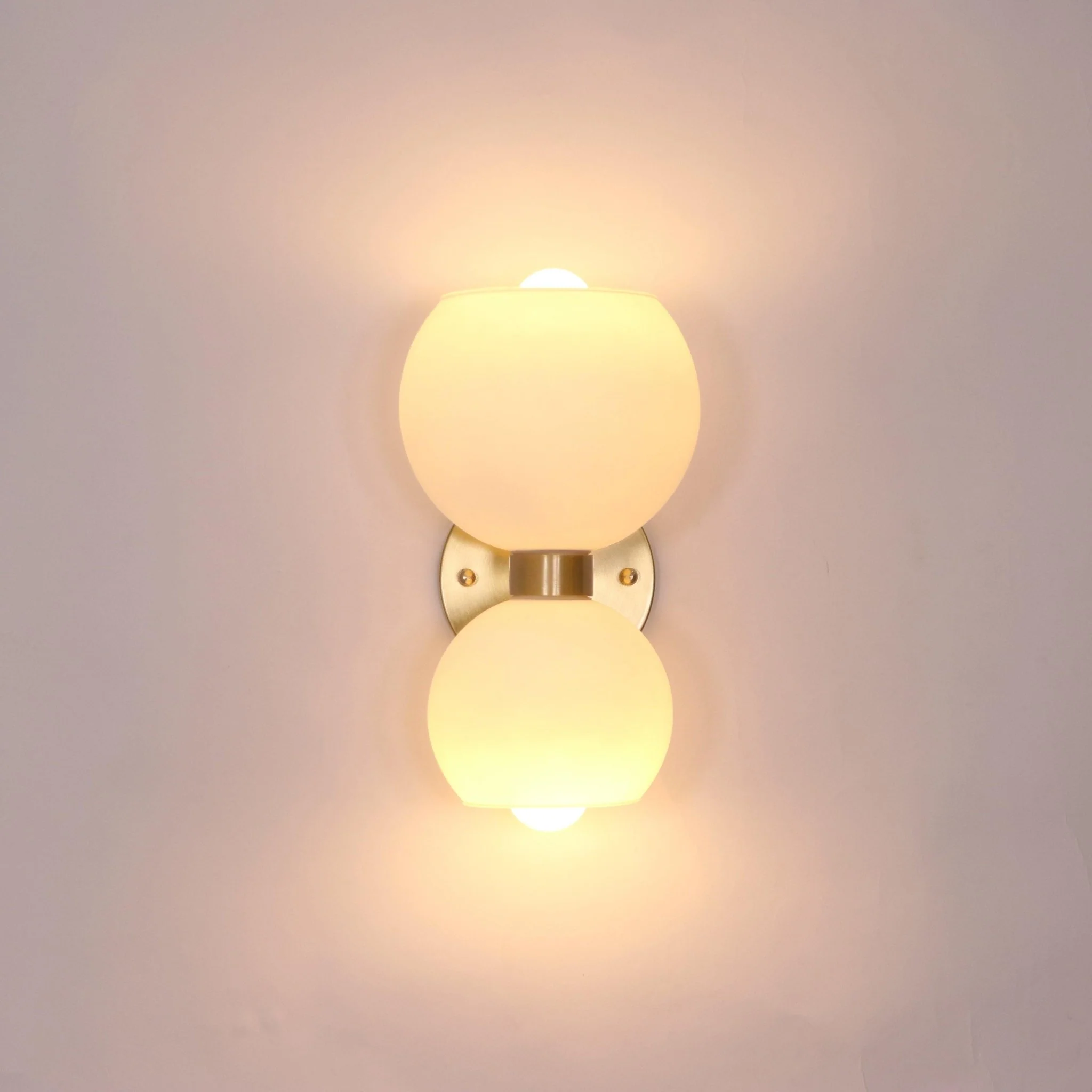 Round Pearl Sconce - Set of 2 / Brass / Smoke grey