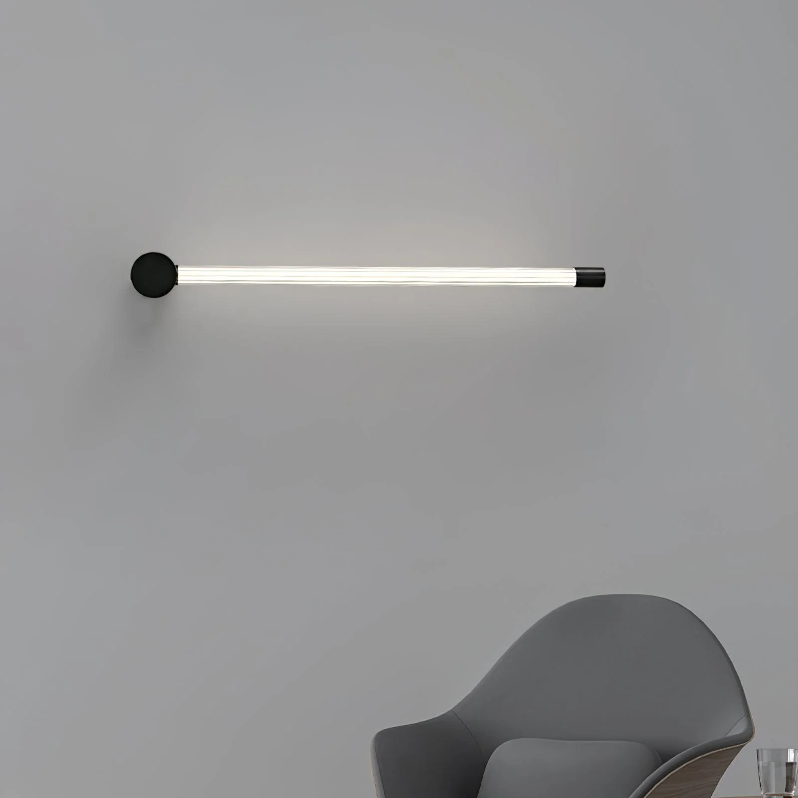 Linear LED Sconce - ∅ 2.7″ x H 25.6″ Set of 2 / Black / Warm Light