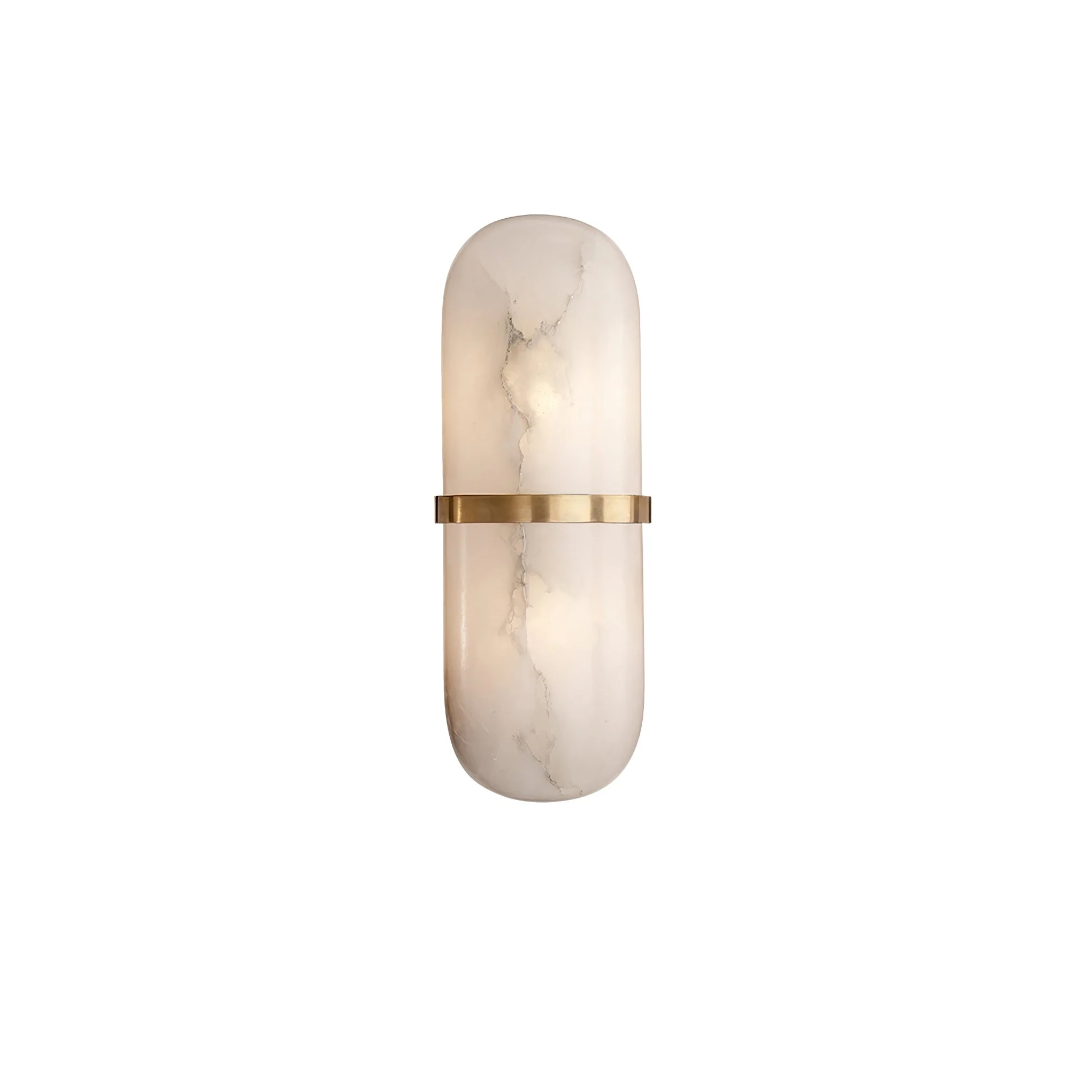 Alabaster Pill Wall Light - ∅ 4.7″ x H 15.7″ / Black & Warm Light / Set Of 2