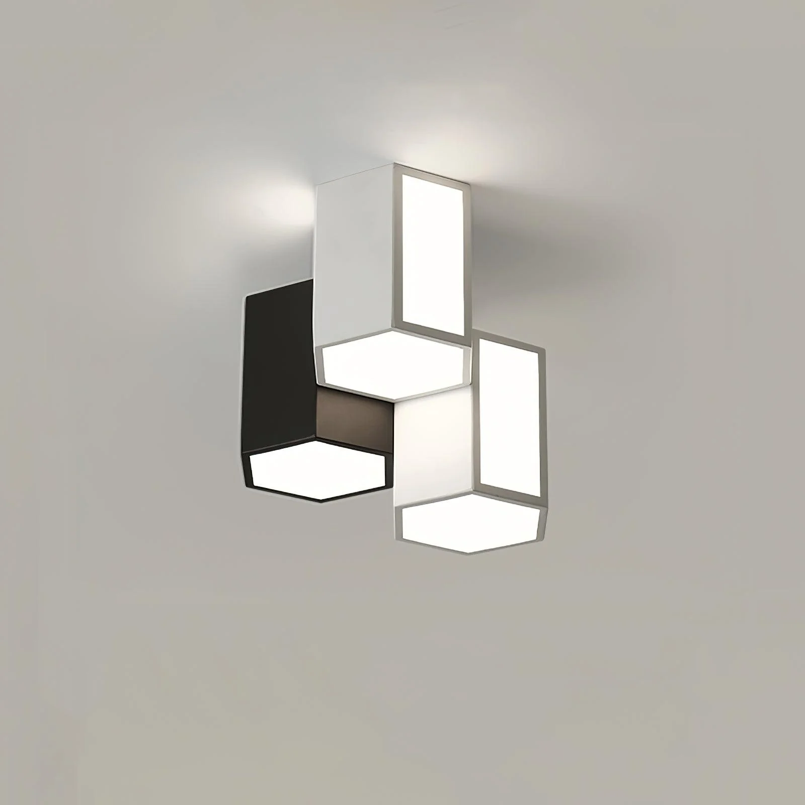 Потолочный светильник Geometric Collection - модель C, ∅30см x 25см, белый, черный, теплый свет