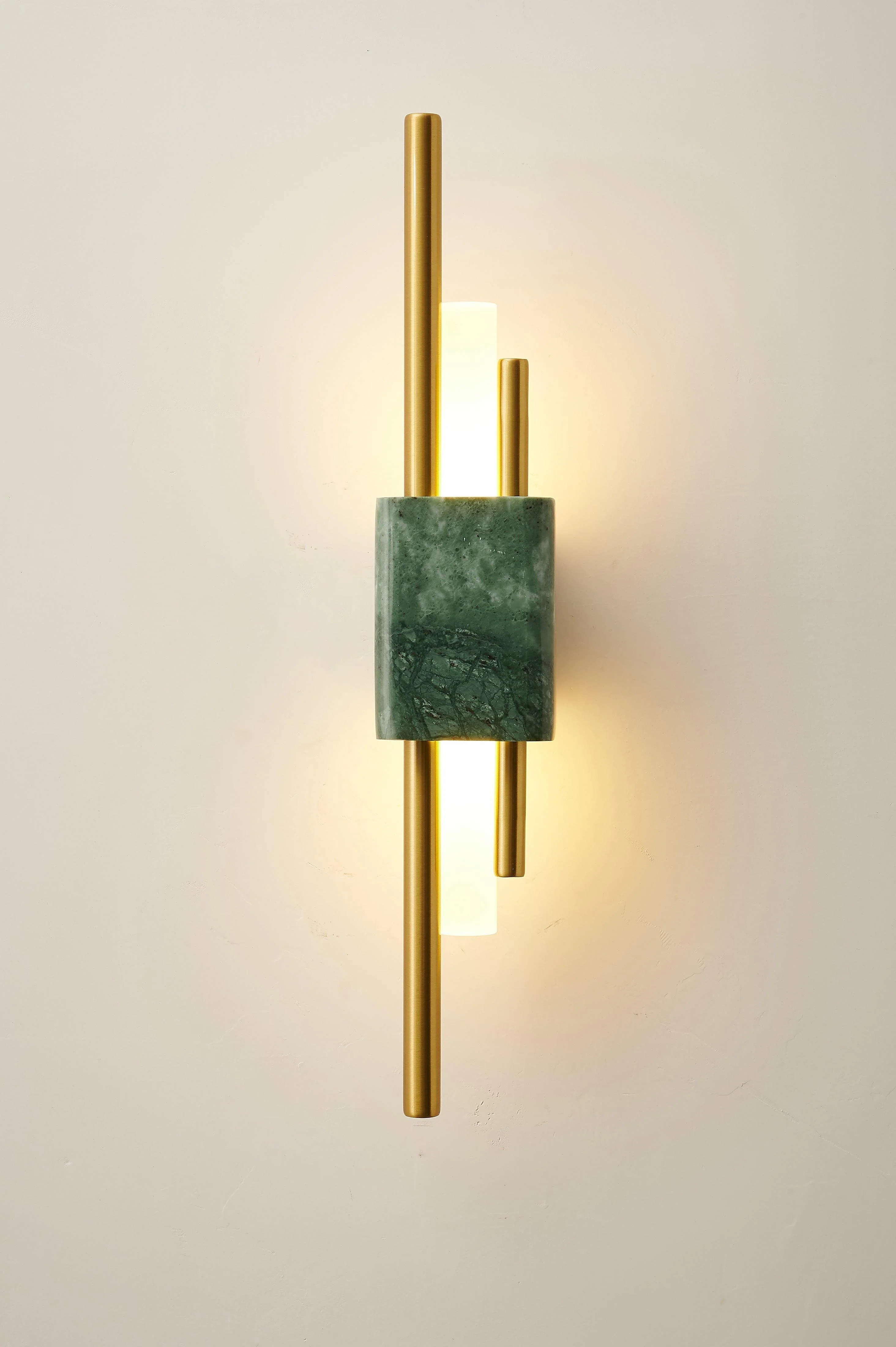 Tanto Plug In Wall Light - ∅ 3.9″ x H 19.7″ / Dia 10cm x H 50cm Set of 2 / White Marble & Gold / EU Plug