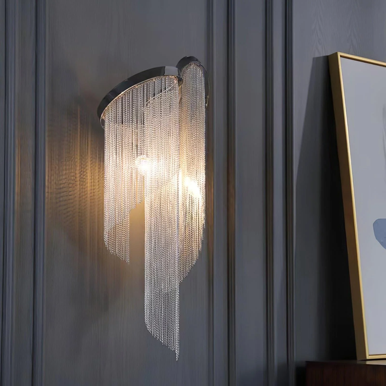 Chain Tassel Wall Lamp - Set of 2 / Silver