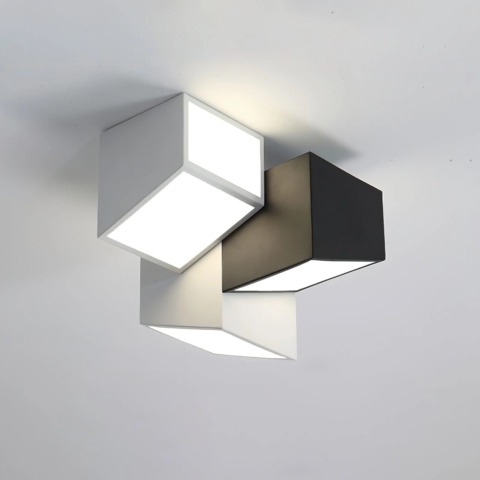 Потолочный светильник Geometric Collection - модель C, ∅30см x 25см, белый, черный, теплый свет