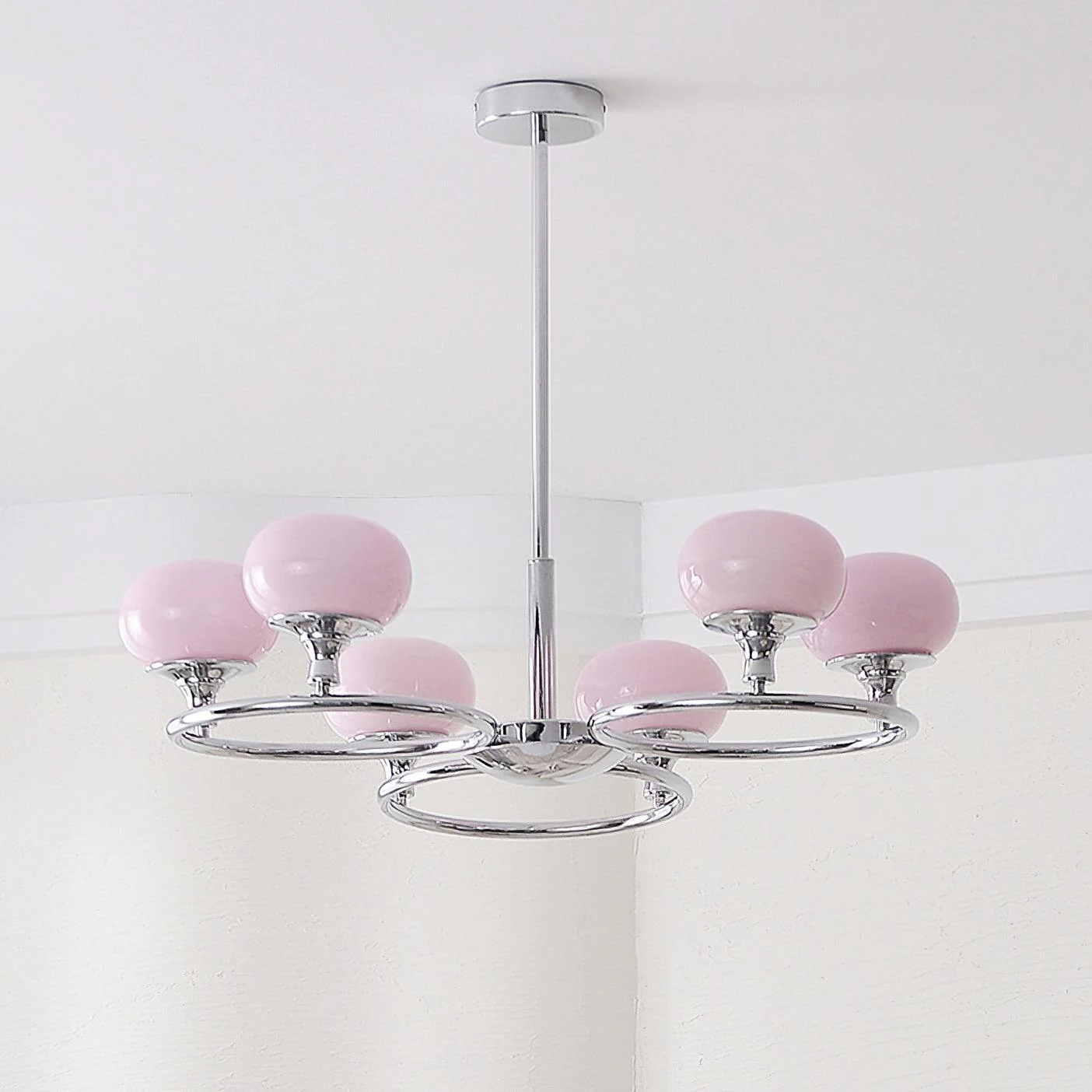 Люстра Ingersoll Round - ∅80см x 21см, хром, бежевый