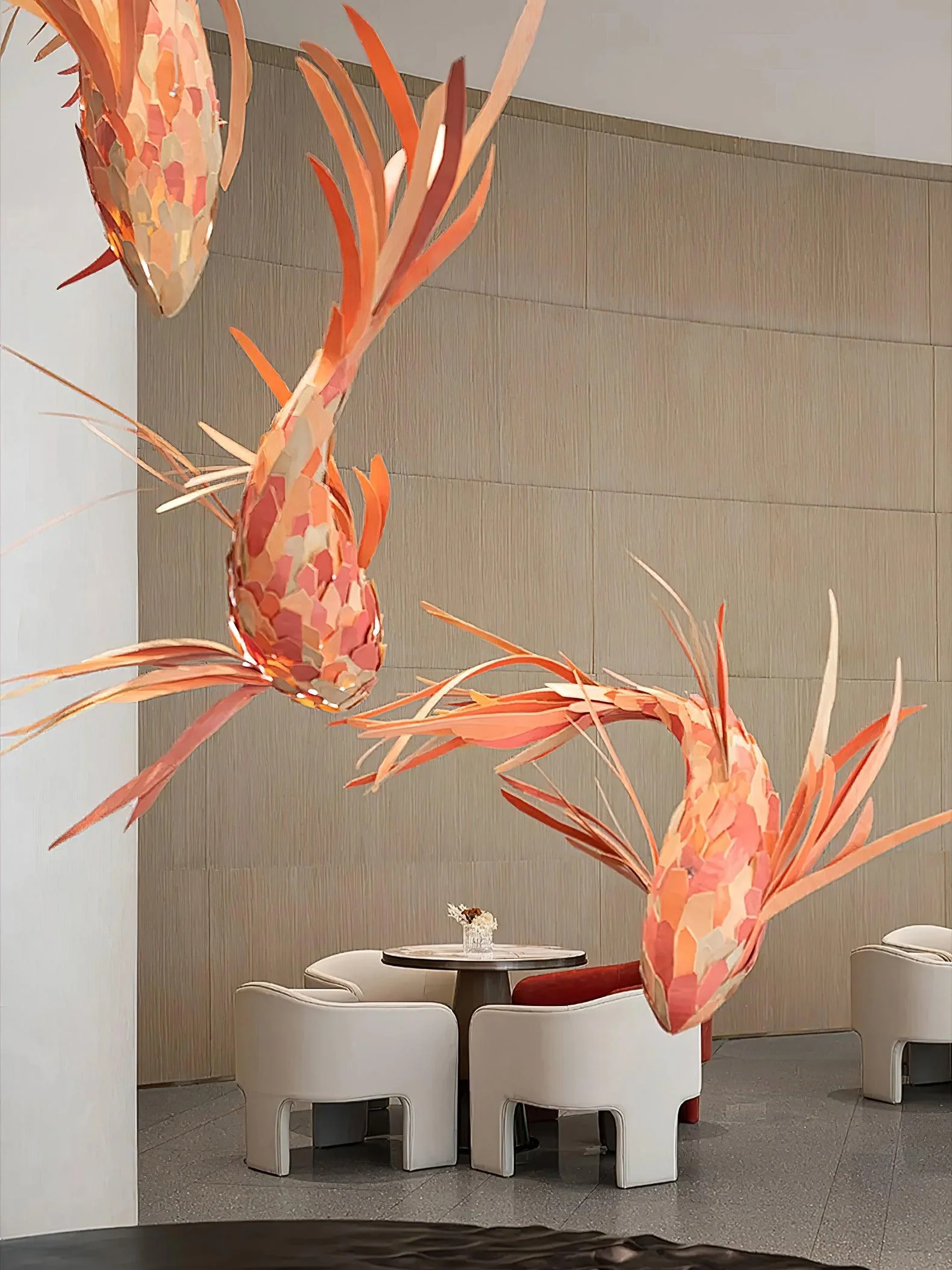 Люстра Crimson Swirl Koi - 200см, красный, холодный свет