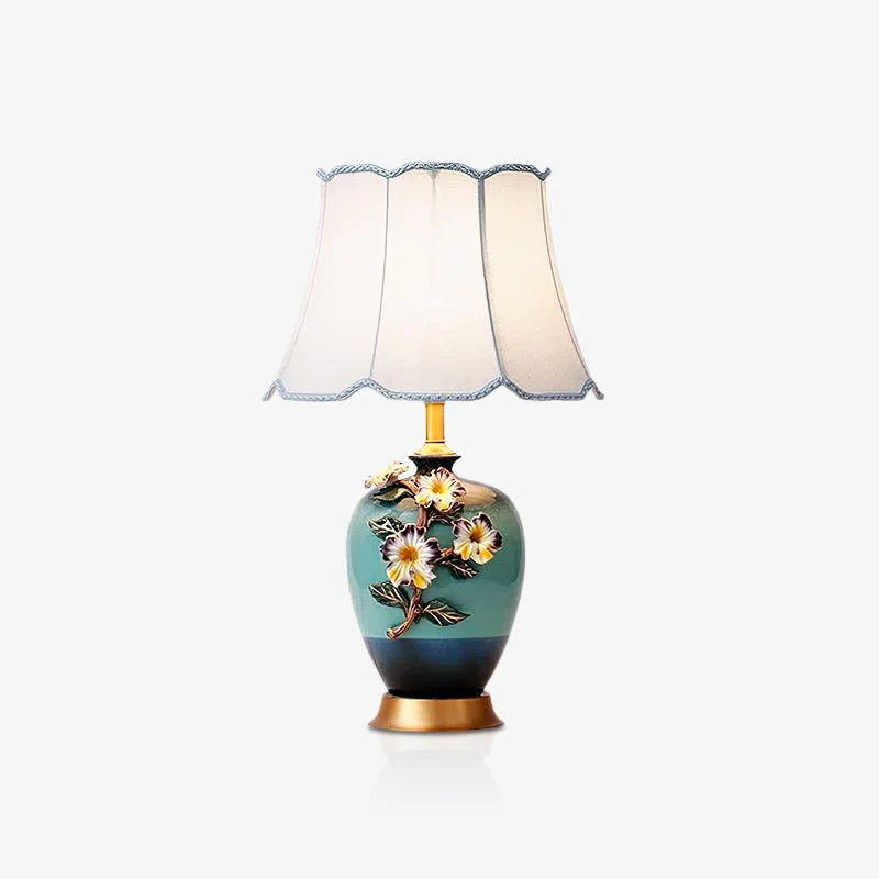 Ceramic Pattern Table Lamp - ∅ 14.1″ x H 24.8″/ Dia 36cm x H 63cm / Blue & White / US plug
