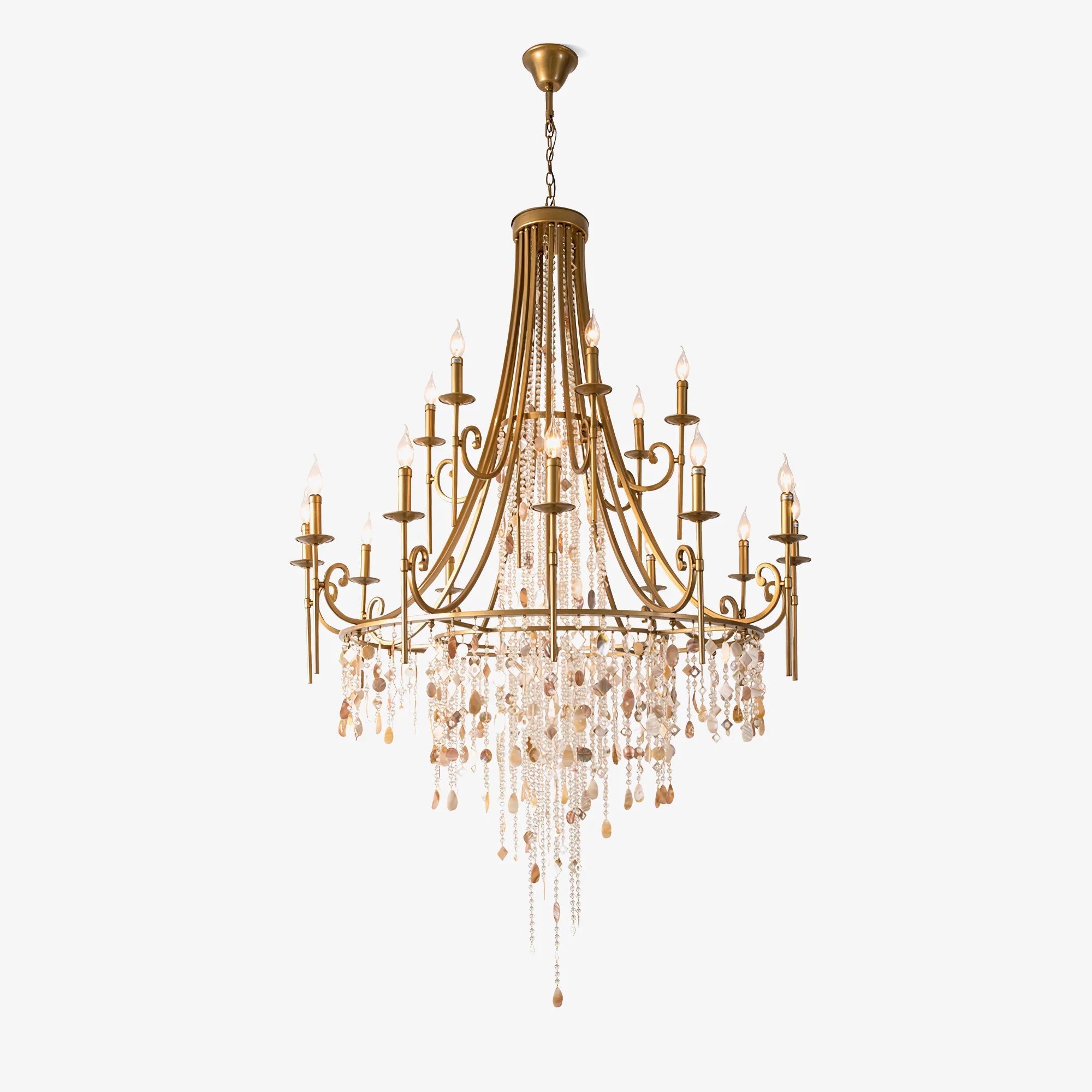 Люстра Tatum Lux Shell Crystal - 18 подвесов ∅120см x 181см, медь, прозрачный кристалл