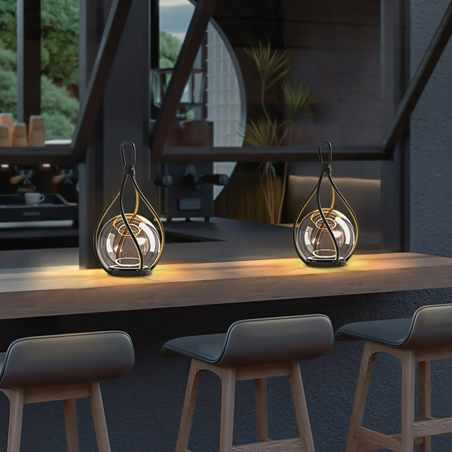 Настольный светильник Eclisse Orb Lantern Rechargeable - ∅10см x 25см, черный, прозрачный, теплый свет