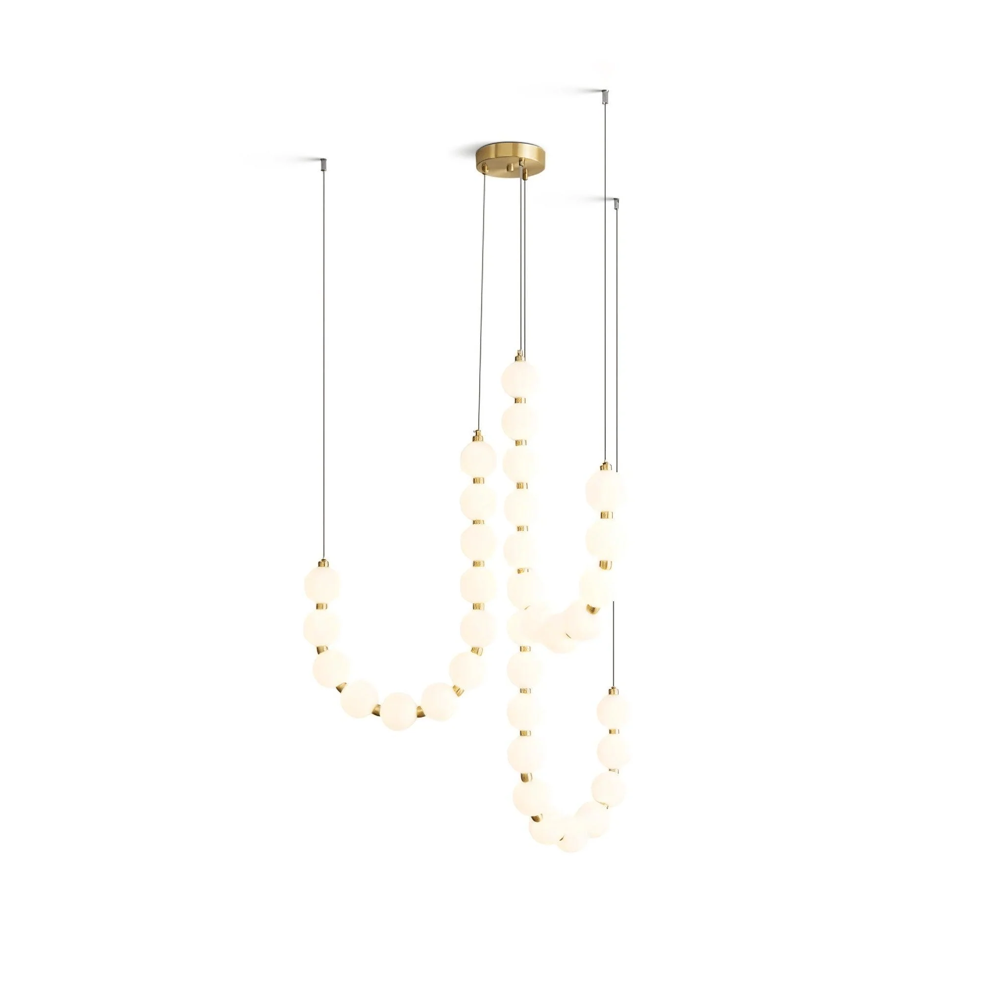 Люстра Glass Pearl Necklace - ∅56см x 90см, латунь, белый, холодный свет
