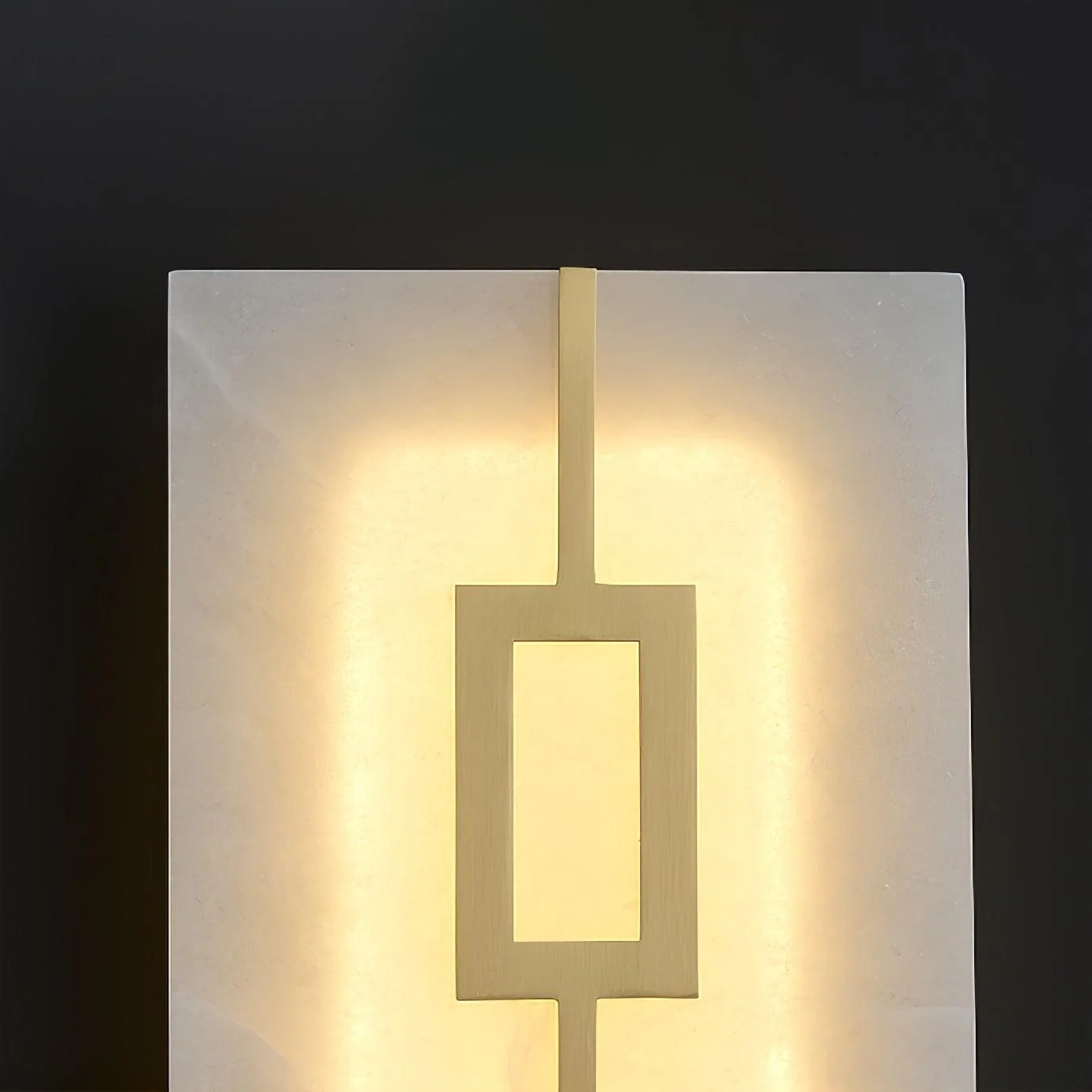 Square Alabaster Wall Lamp - W 6.5″ x H 16.7″ /  W 16.5cm x H 42.5cm Set of 2 / Brass & White / Cool Light