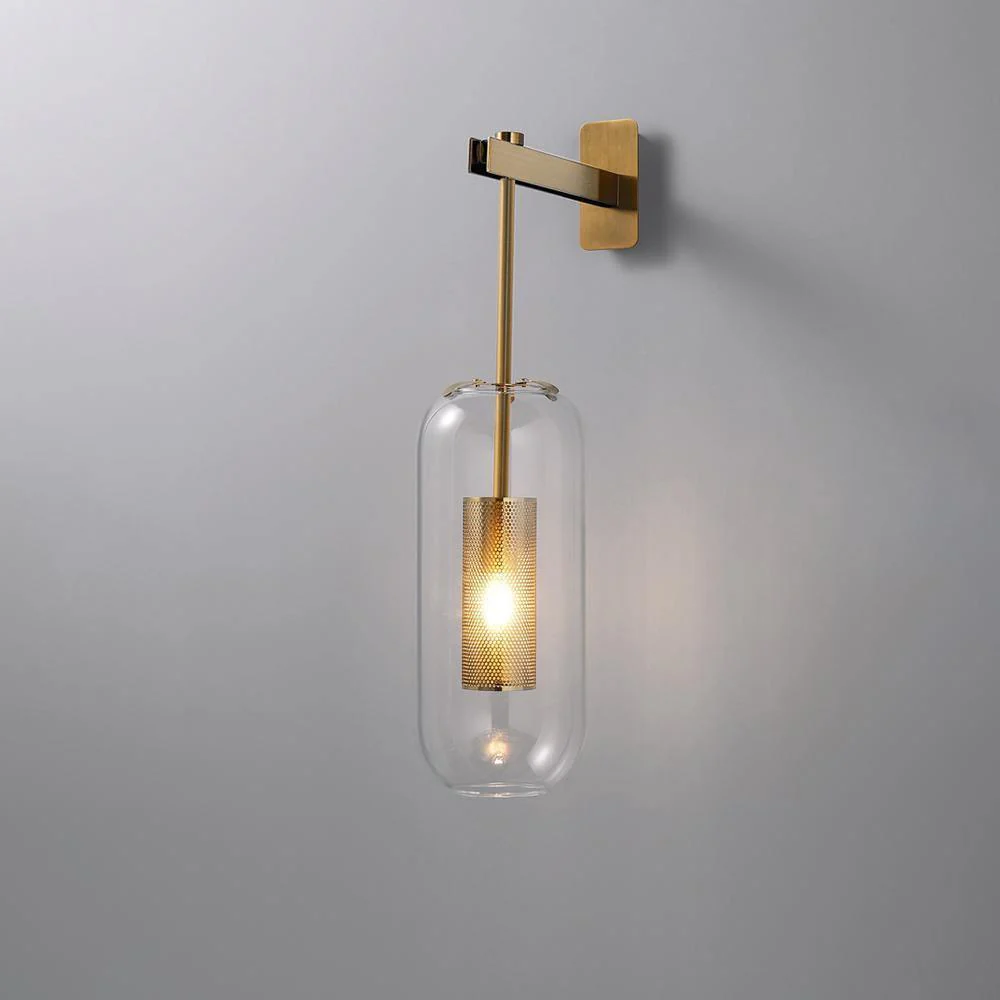 Vadim Glass Wall Lamp - ∅ 9.8″ x H 23.6″ / Dia 25cm x H 60cm Set of 2 / Black & Clear glass