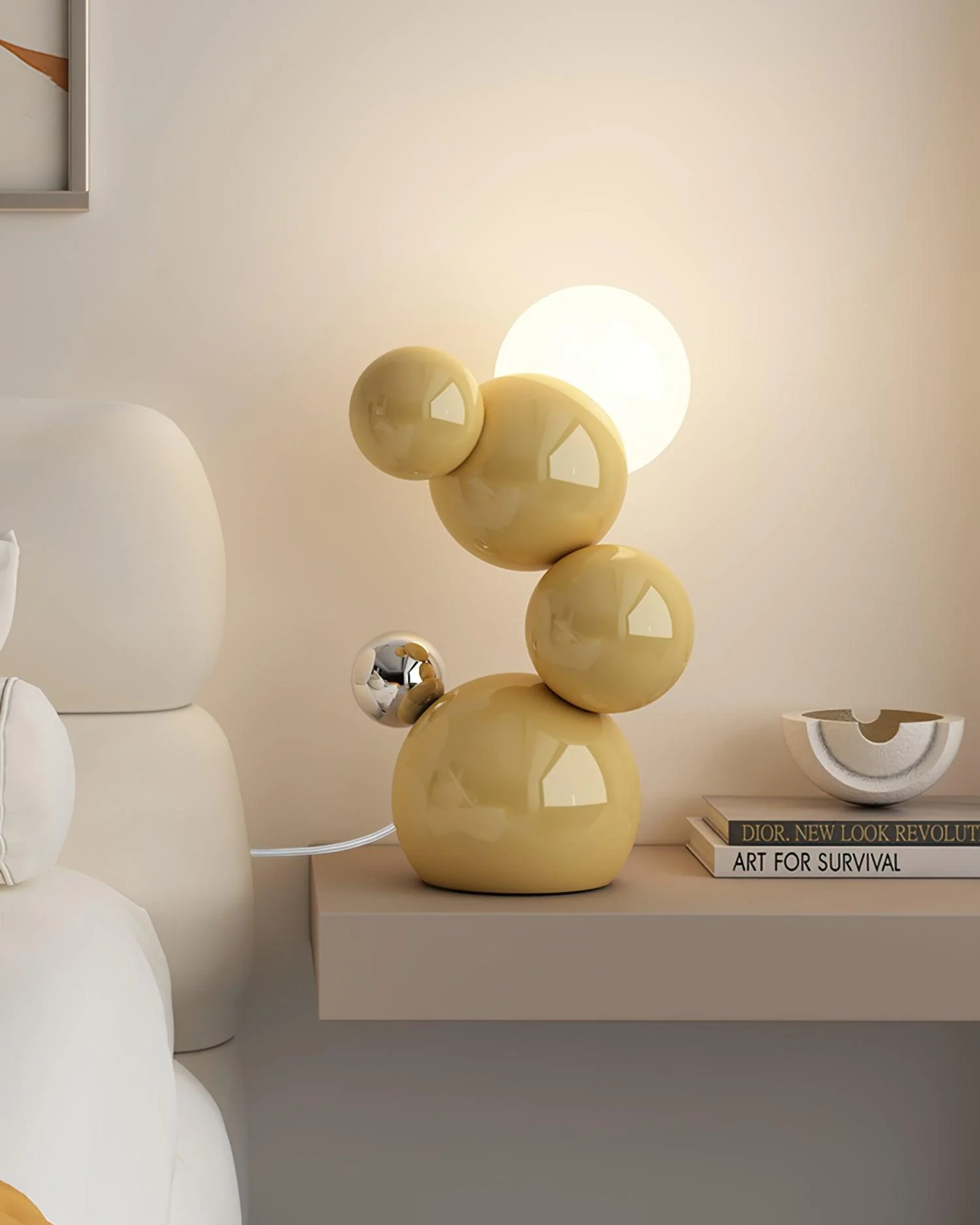 Regina Table Lamp - L 21.5cm x W 20cm x H 37cm / L 8.5″ x W 7.9″ x H 14.6″ / White / AU plug