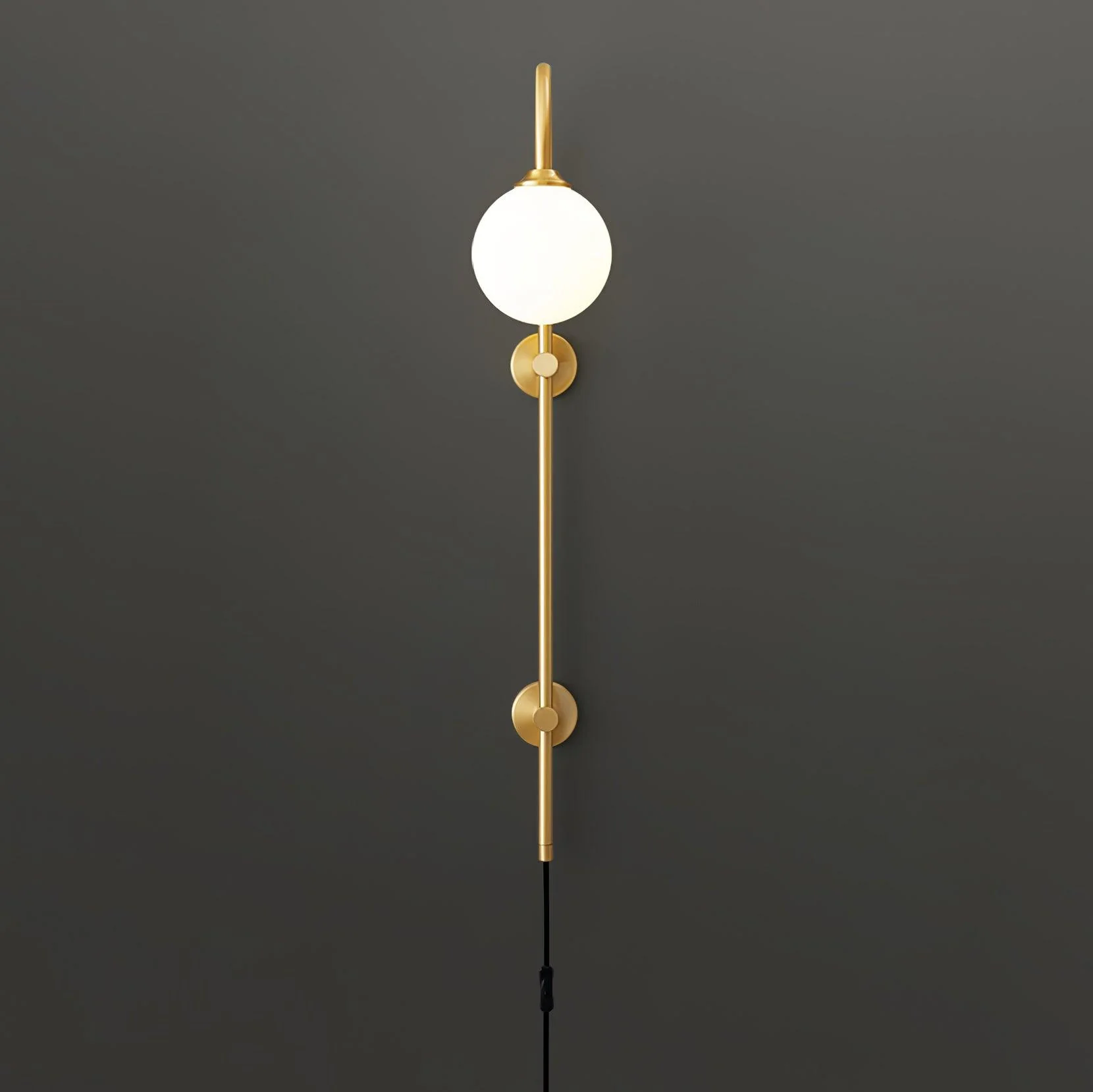 Настенный светильник Globe Brass Plug-in - ∅15см х 120см, золотой, белый