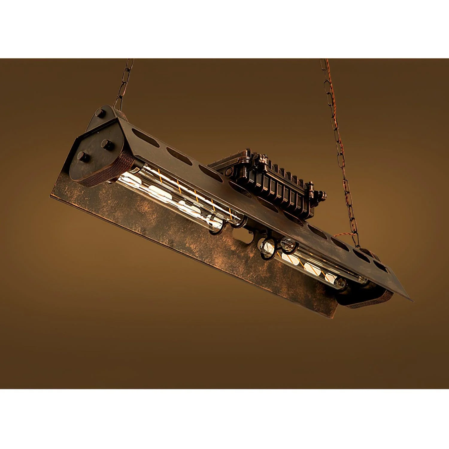 Люстра Industrial Steampunk - 96см x 19см x 23см, ржавчина