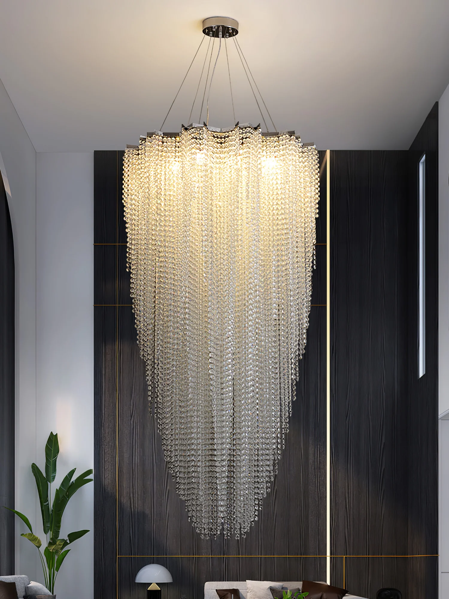 Люстра Stalizi Crystal - ∅80см x 150см, хром, прозрачный кристалл