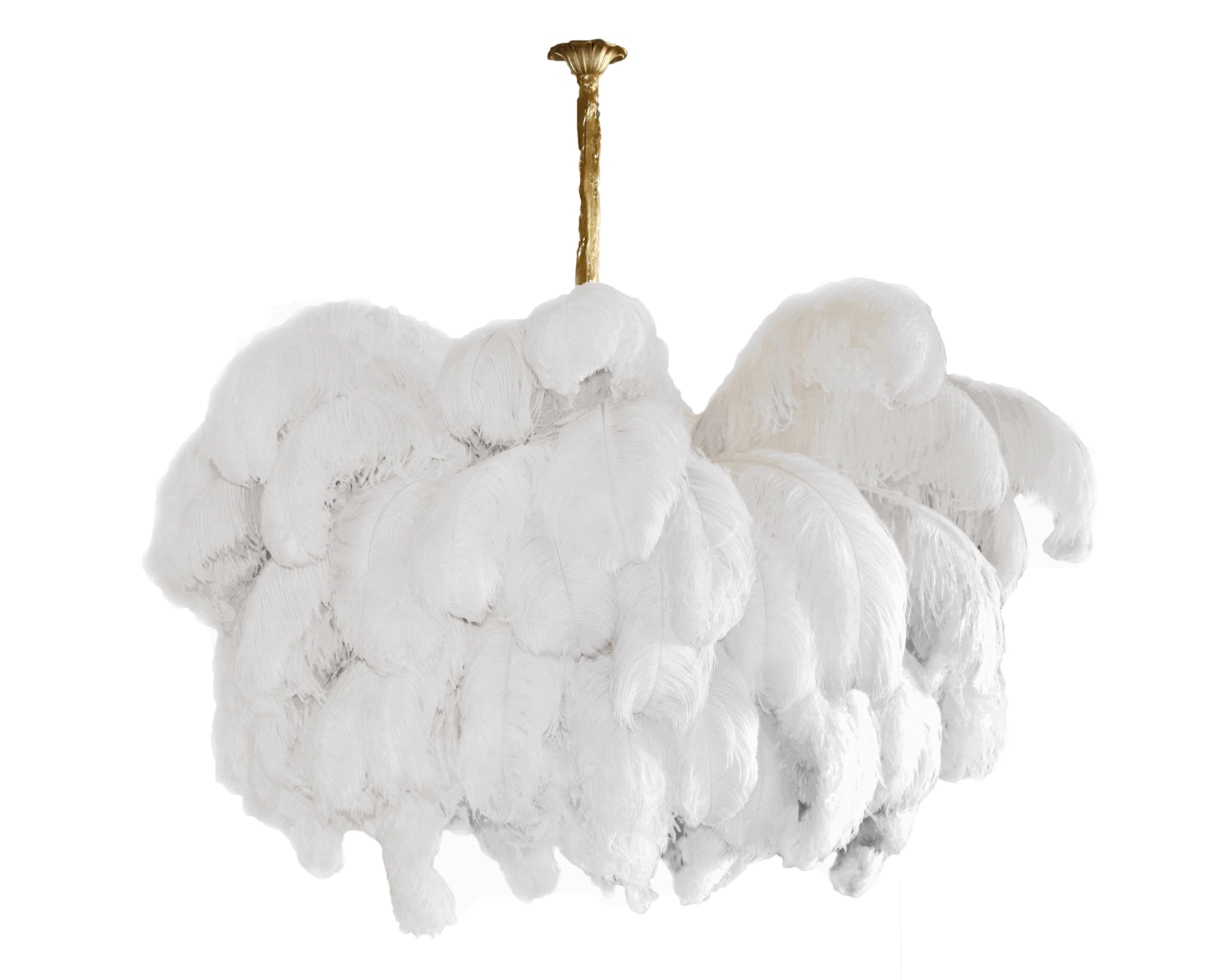Люстра Ostrich Feather - ∅110см x 90см, серебро, белый