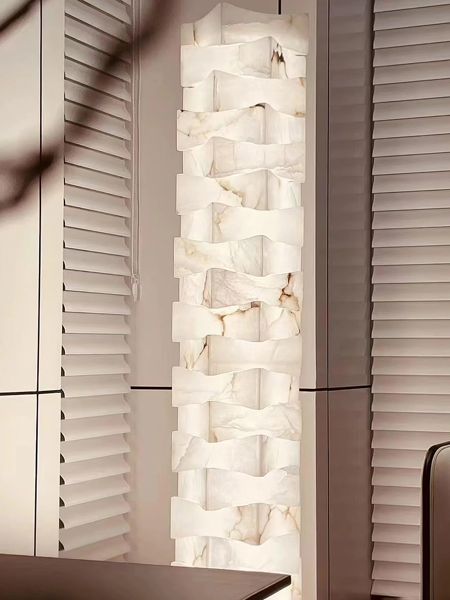 Торшер Stacked Alabaster Squares - 28см x 18см x 160см, холодный свет