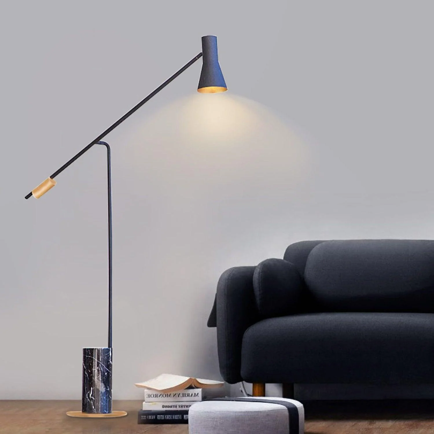Metro Floor Lamp - ∅ 43.3″ x H 66.9″ / Dia 110cm x H 170cm / Black+Black Marble / AU plug