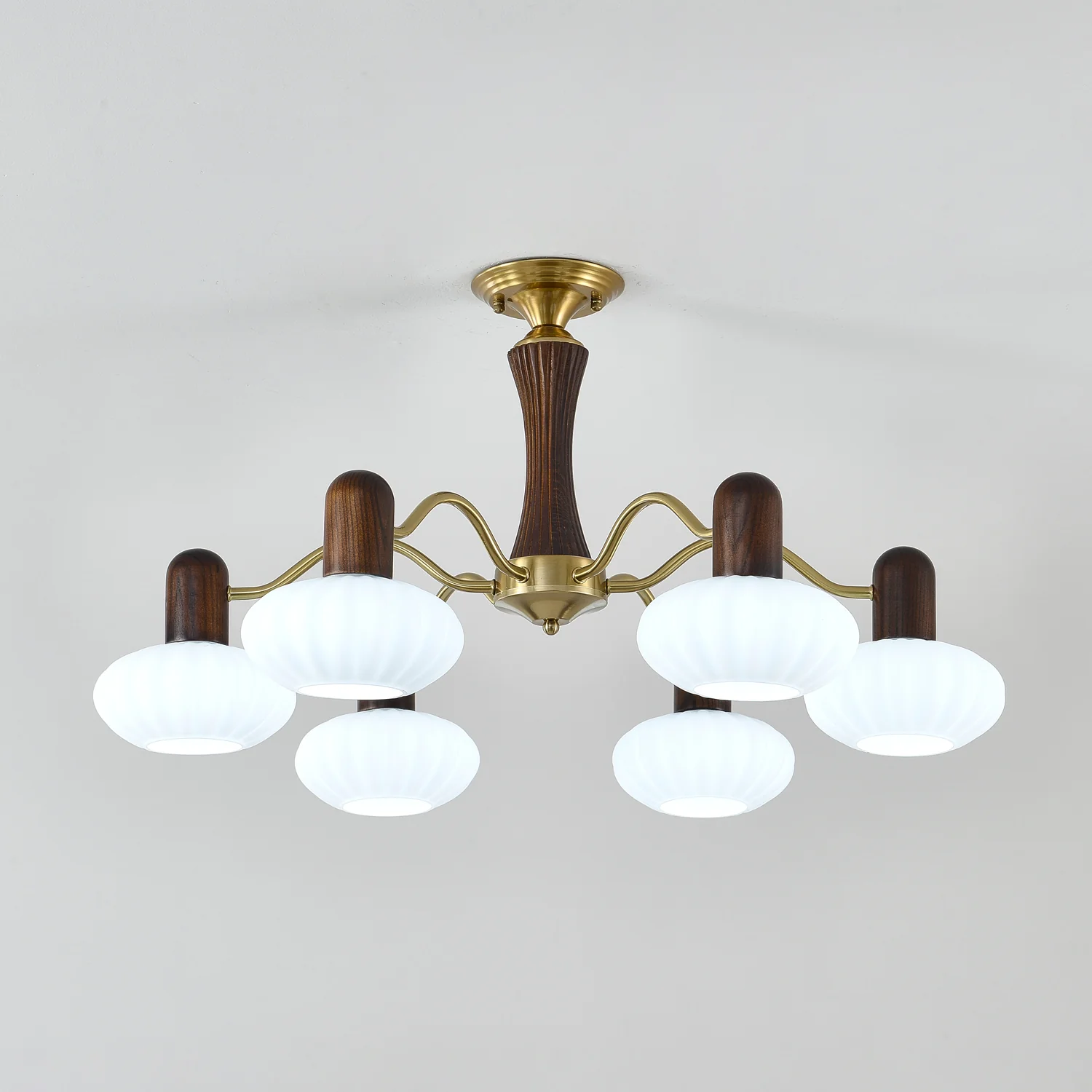 Люстра Walnut Color Embrace - 3 плафона ∅72см x 40см, орех, золотой
