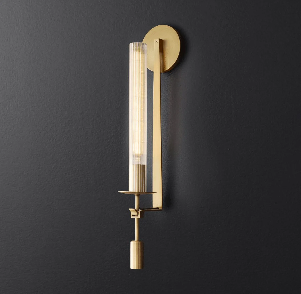 Настенный светильник French Classicism Plug-in - ∅12см x 71см, черный, прозрачное стекло