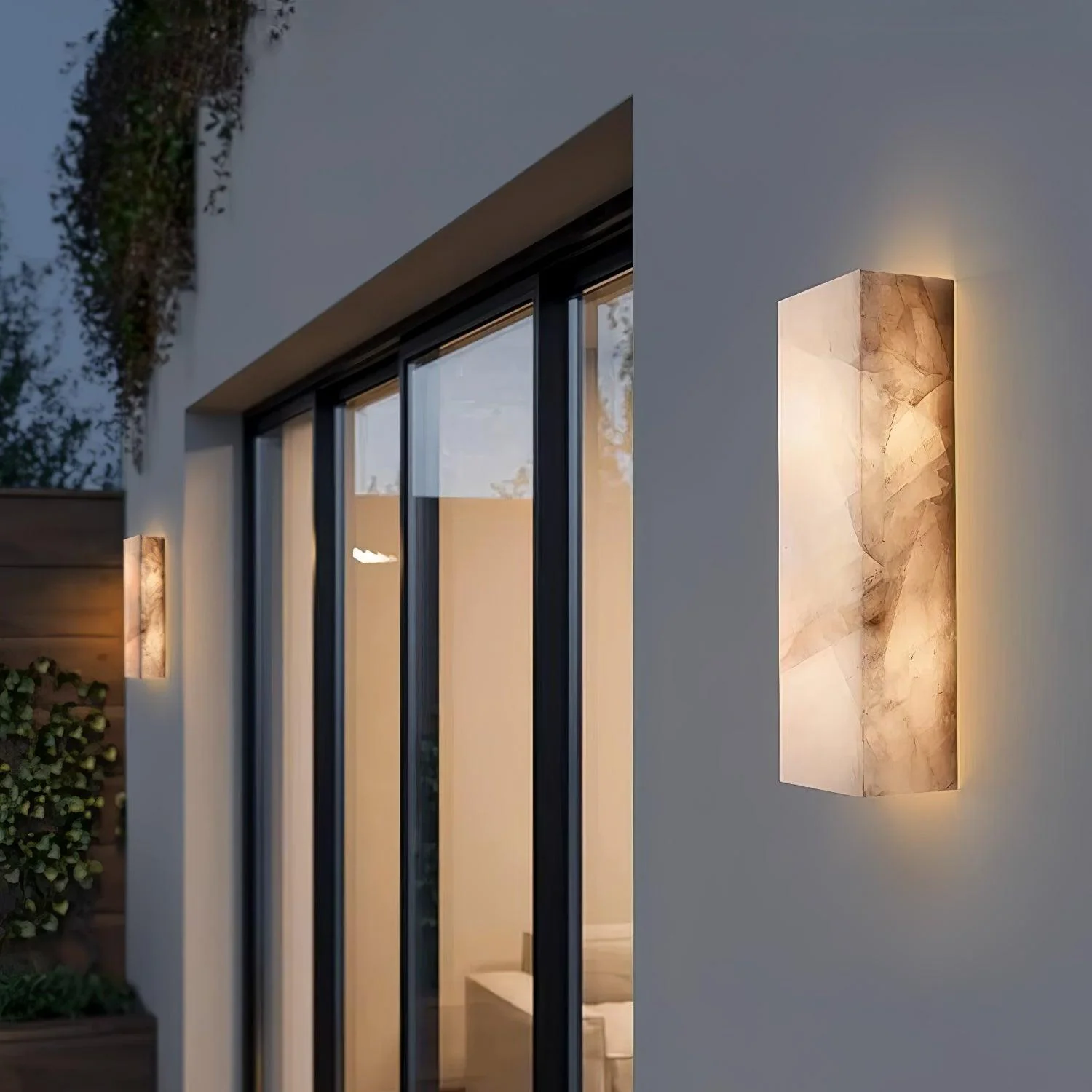 Настенный светильник Rectangular Alabaster - 16см x 10см x 65см, белый, холодный свет