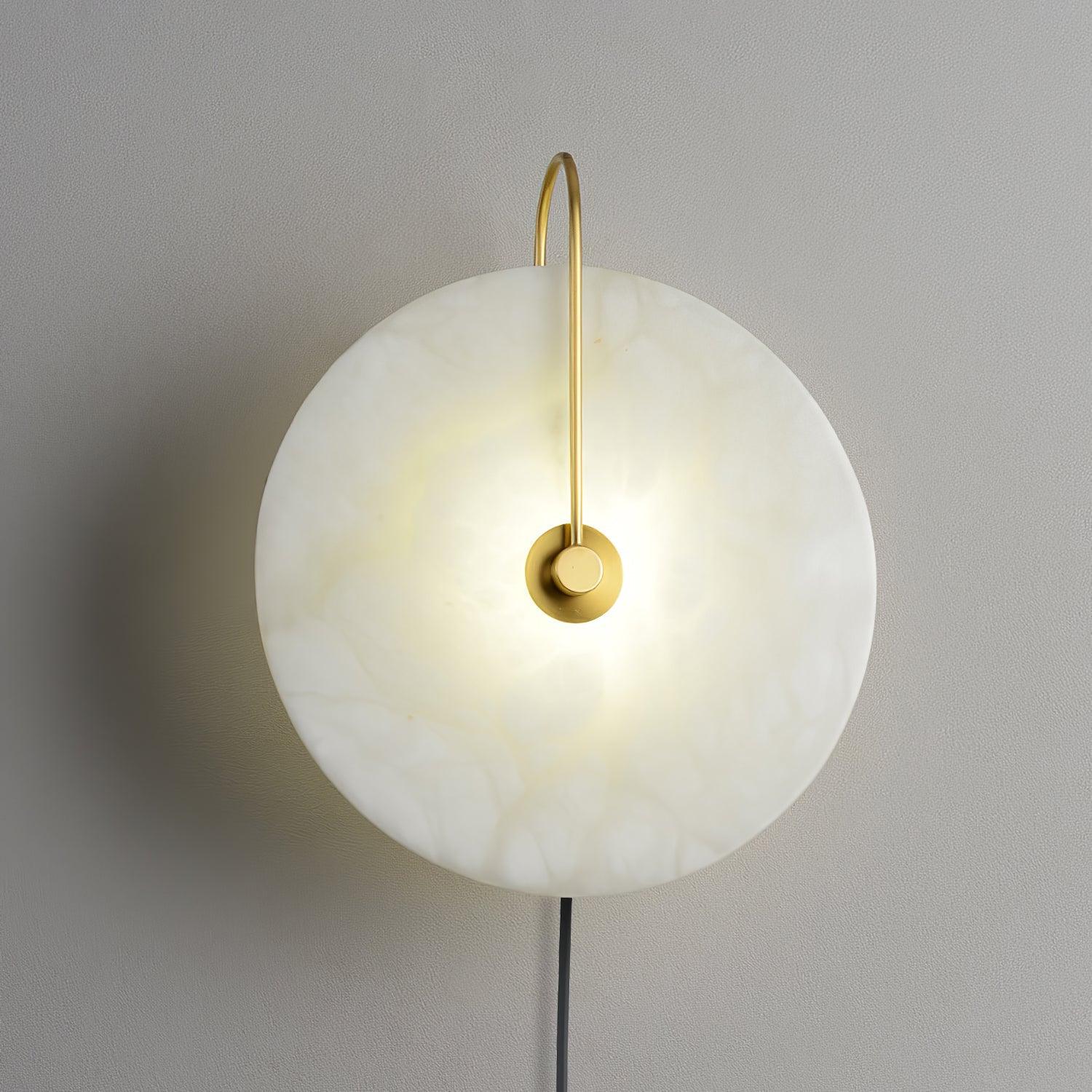 Alabaster LED Plug-In Wall Lamp - ∅ 9.8″ Set of 2 / Gold & White cable / EU Plug