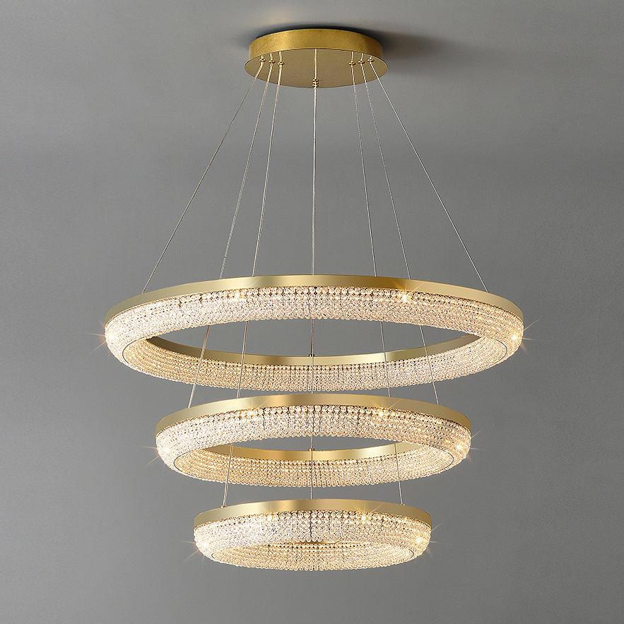 Люстра Round Ring Crystal - 90см x 35см x 7см, золотой, теплый свет