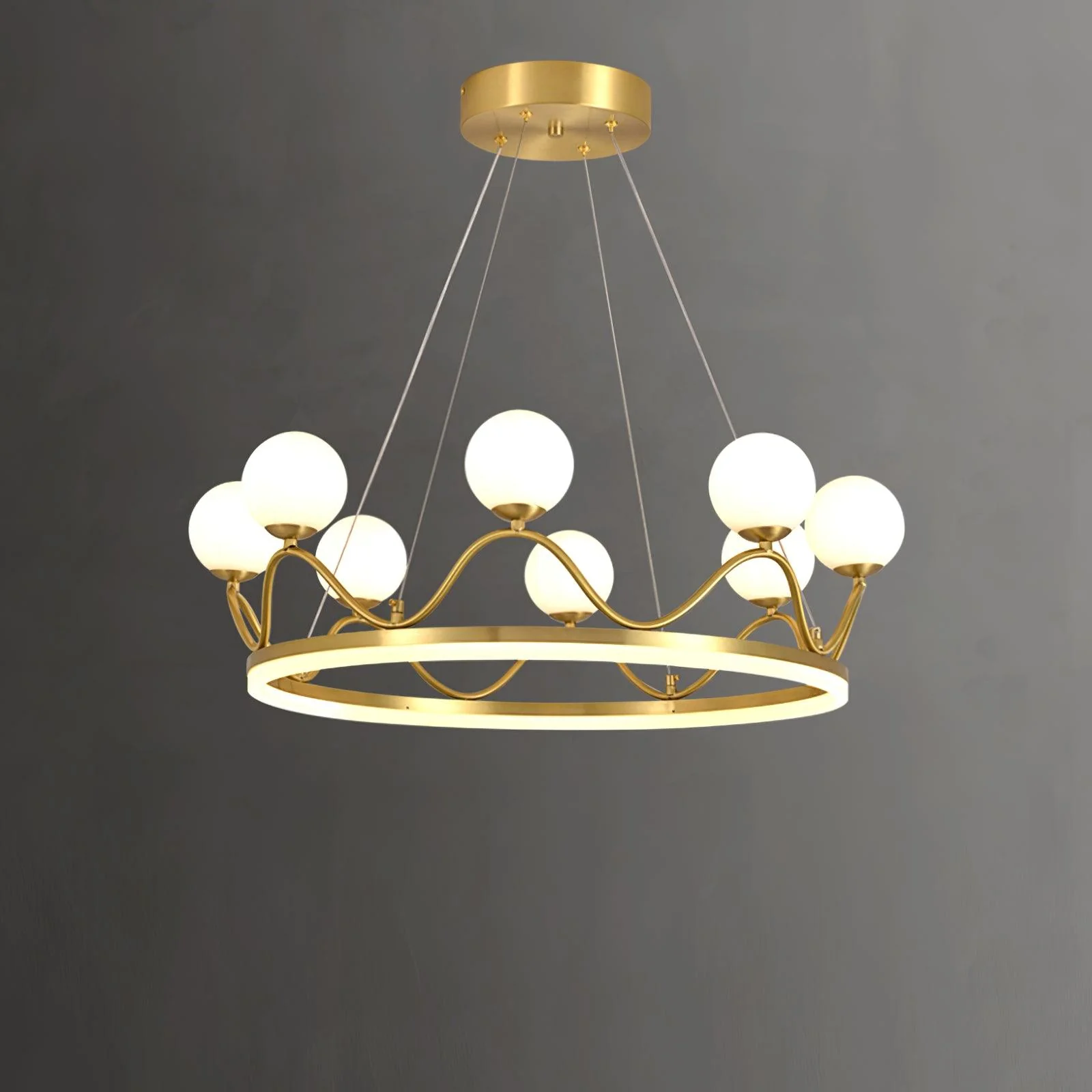 Люстра Crown Brass - ∅100см x 80см, латунь, белый
